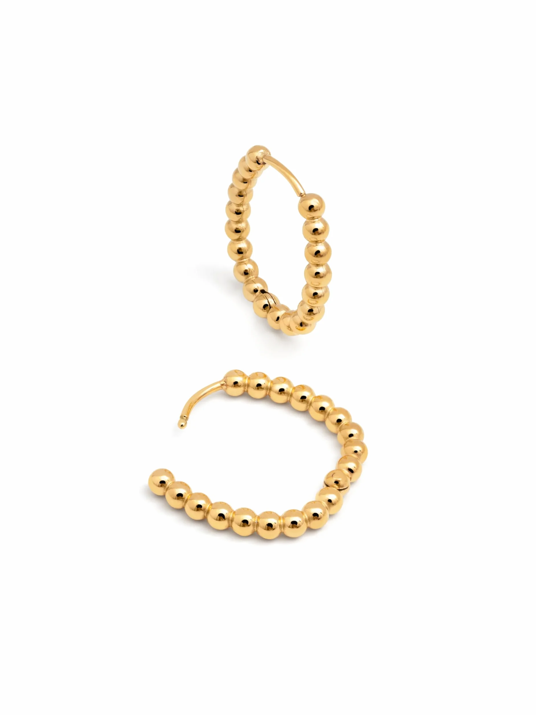 Pendientes Dana Dots Acero Baño Oro 18Kt Aro Ovalados Cierre Congo Click Mujer