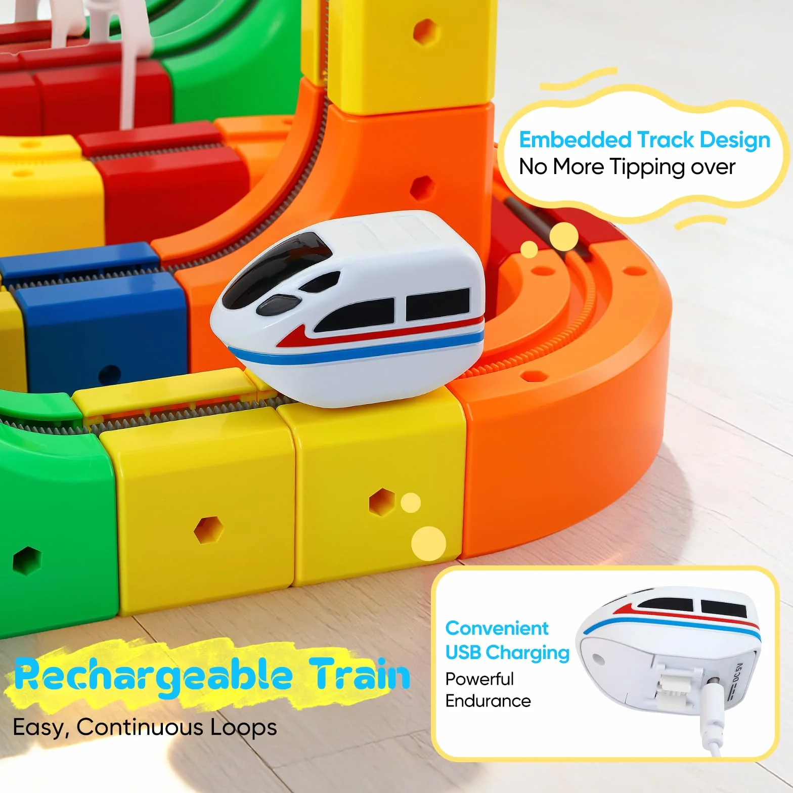 51 Piezas Juego de Trenes de Cubos mágicos, Juego de Trenes eléctricos, diseños 3D Integrados, Pista de Carreras Flexible, Juguete de construcción de automóviles motorizados
