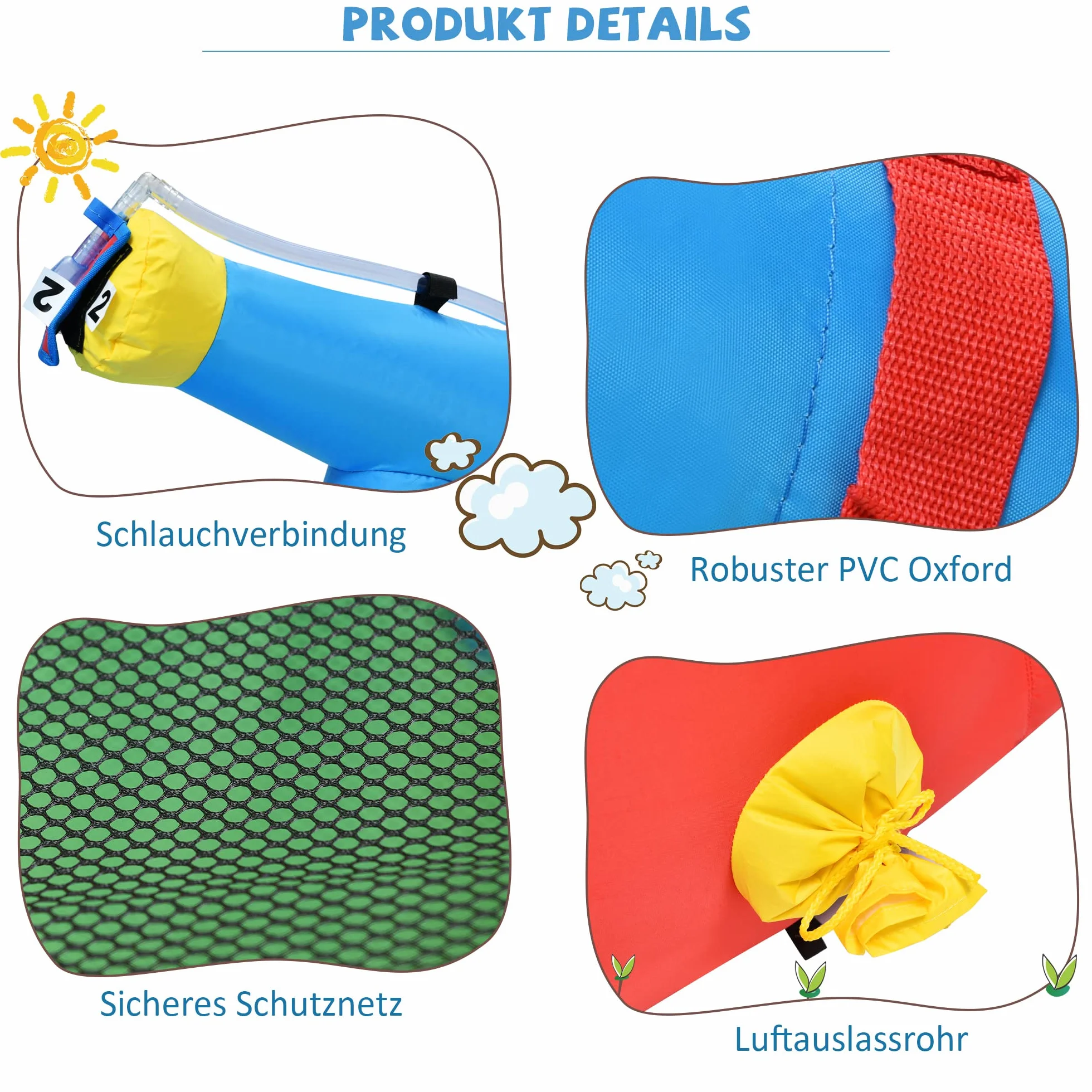 Bouncy Castle para niños 5 en 1 con ventilador, parque acuático inflable con tobogán, plataforma de salto, piscina y red de fútbol, castillo hinchable al aire libre para jardín, tela Oxford