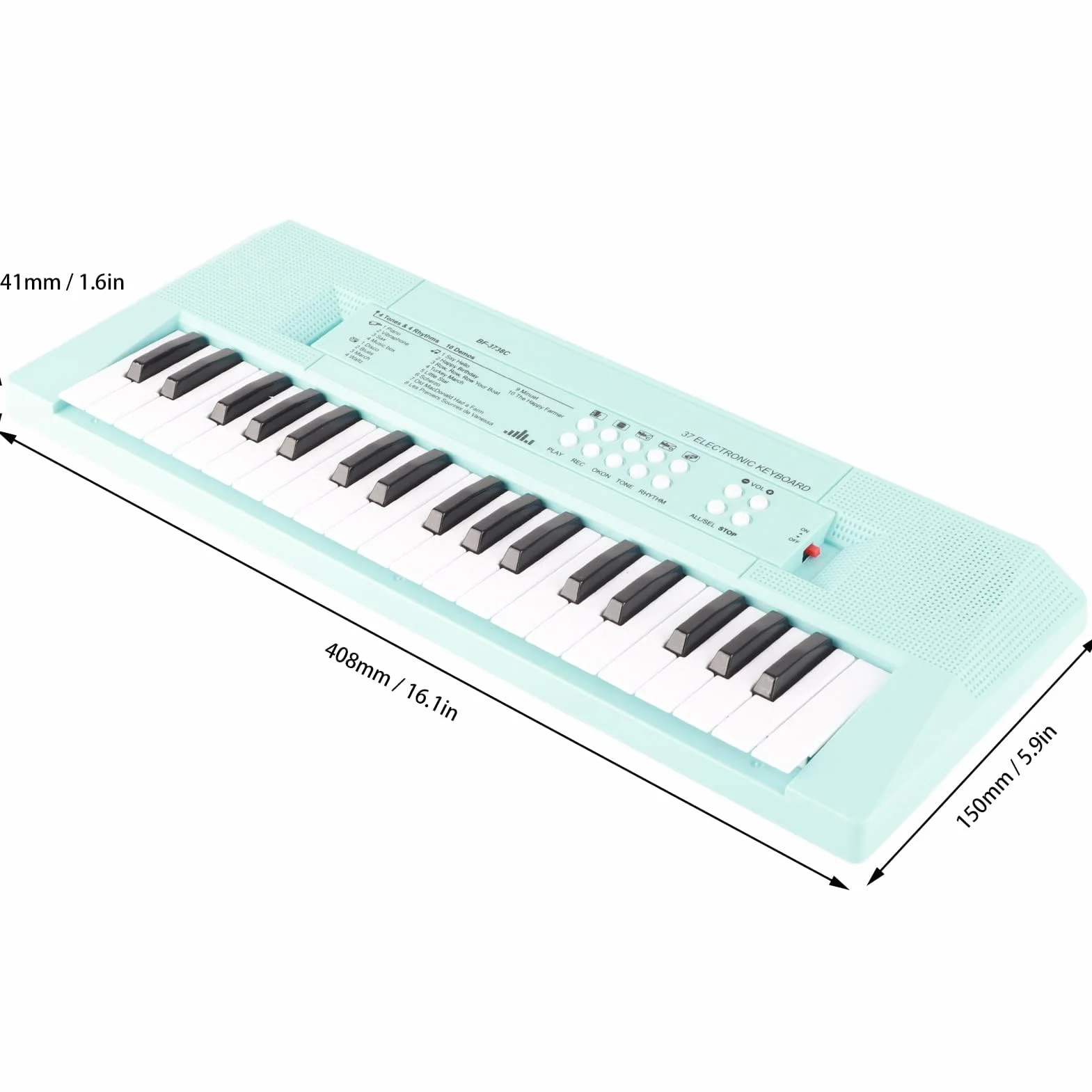 BF-3738C piano eléctrico con teclado de 37 teclas con micrófono y teclado musical y regalo de juguete para principiantes, niños y estudiantes(Azul)