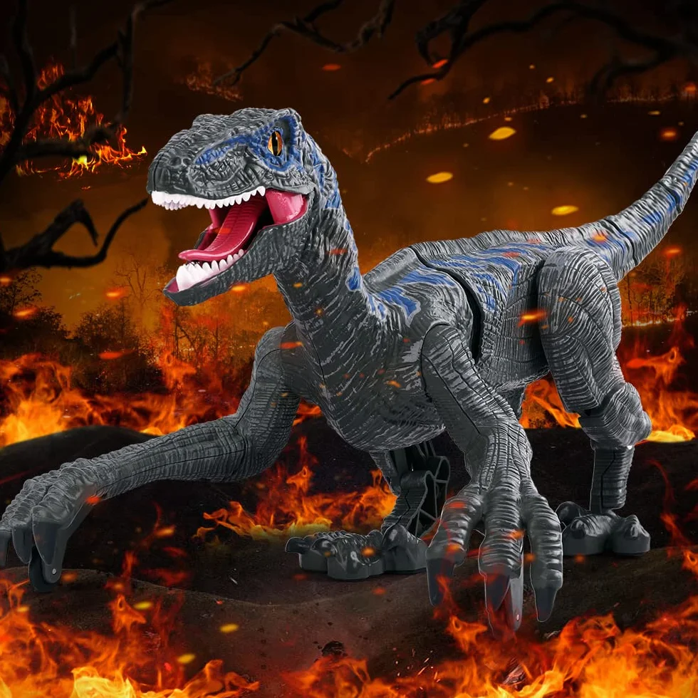 Mini Tudou 2.4G Juguetes de Dinosaurio con Control Remoto, Velociraptor electrónico Educativo para Caminar con Luces y Sonidos, Juguetes Robot de Dinosaurio alimentados por batería Recargable