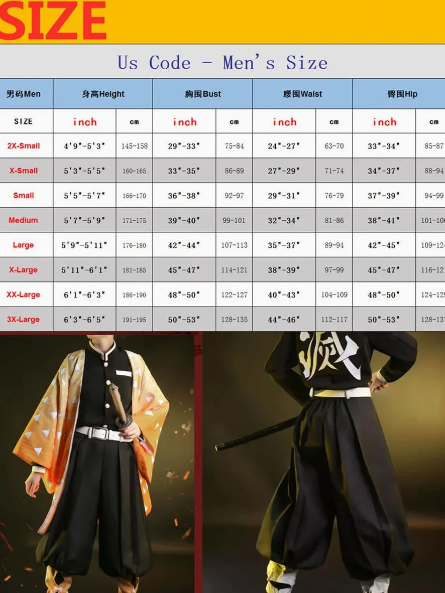 Disfraz de anime para hombre, talla de EE. UU., capa naranja, traje de fiesta