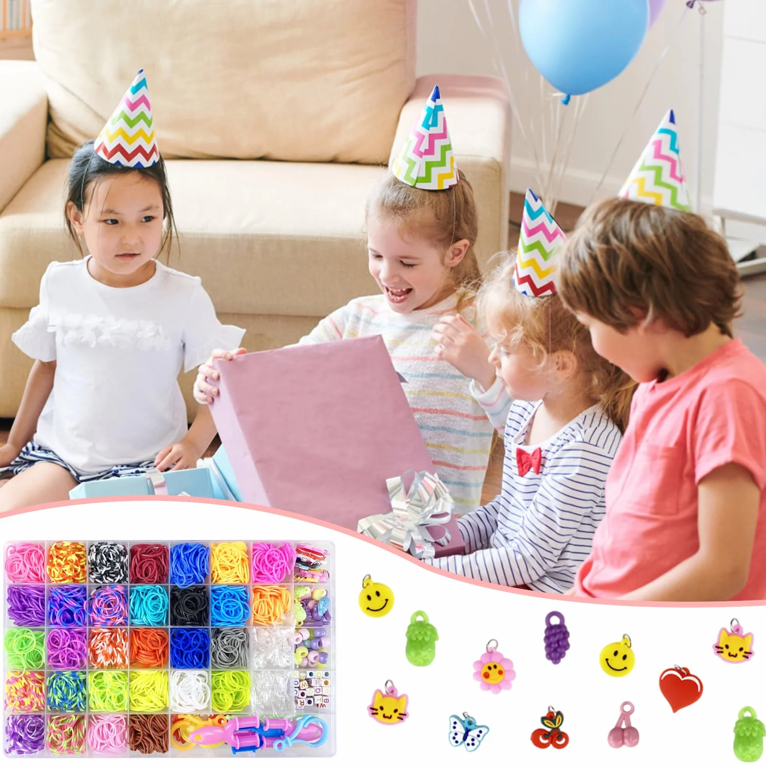 Gomas Para Hacer Pulseras Jsdoin 2700+ 40 Rejilla Gomas Elásticas Plásticas kit 30 Colores para Niños de Anillos y Collares de Bricolaje goma de telar con clips, cuentas y otros accesorios
