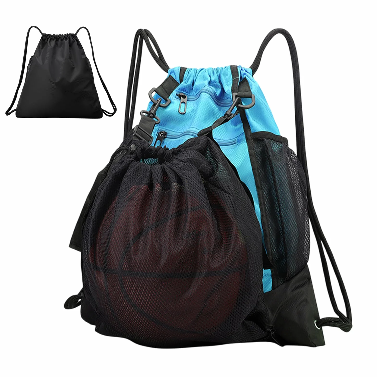 Mochila de baloncesto plegable con cordón para exteriores, diseño transpirable, ligera