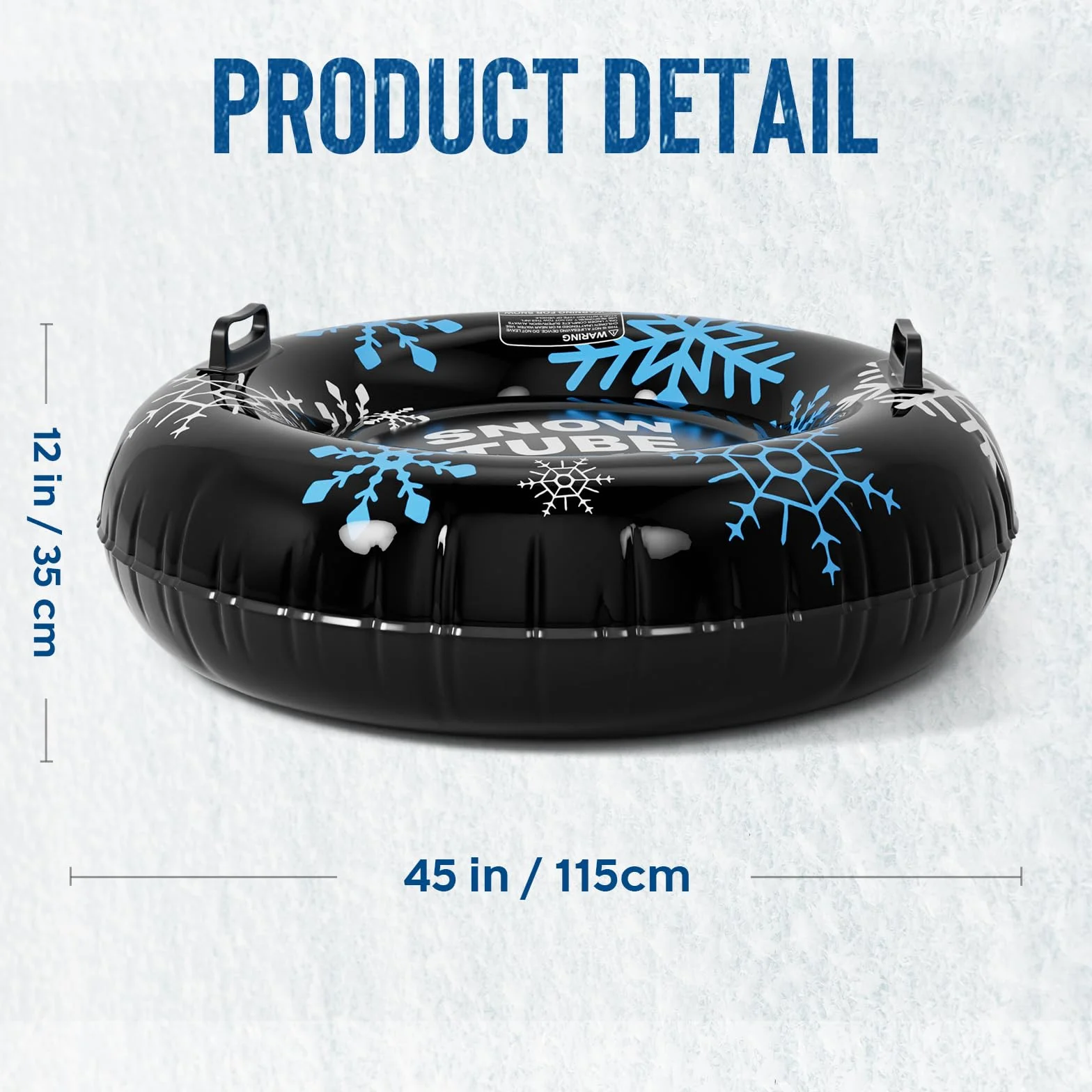 Tubo de nieve inflable de 45 pulgadas con asas, 0.6 mm de grosor, trineo resistente para niños y adultos