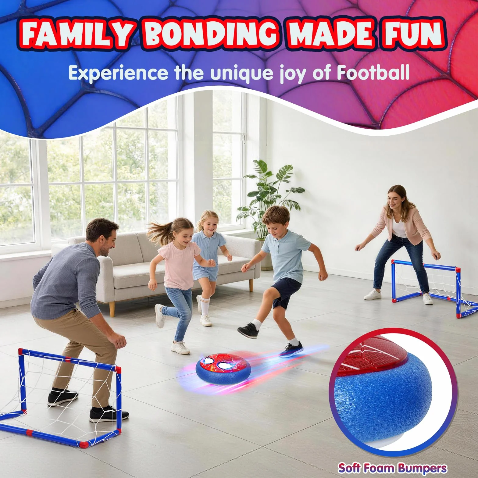 Balon Futbol Juguetes Niños 4 5 6 7 8 9 10 Años, Pelota Futbol Niño con Ojos Brillantes & 2* Porterias, Juegos de Balón Fútbol Flotante para Niños-Regalo Ideal para Niños de 3 a 12 Años