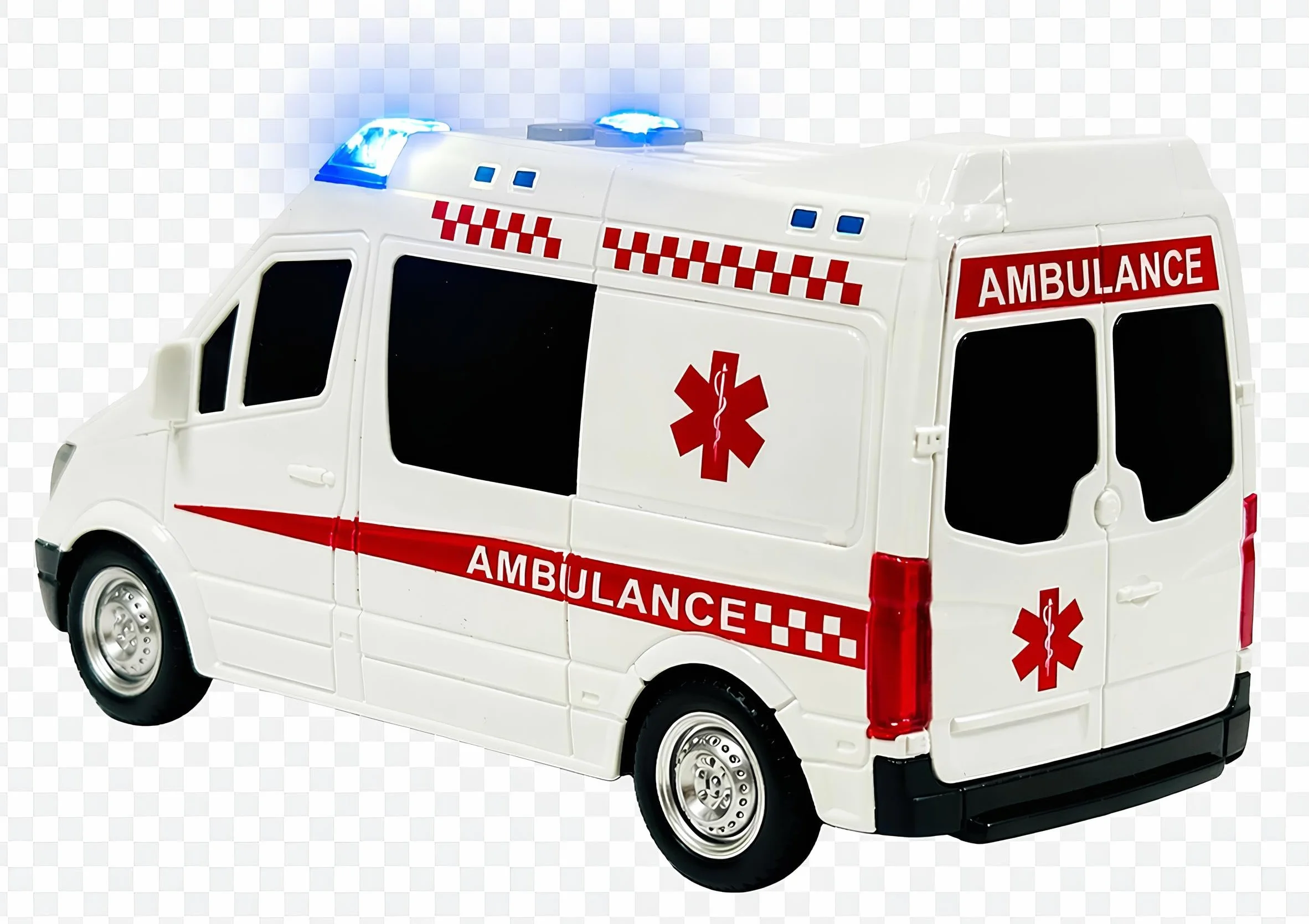Ambulancia - Juguete con luces y sonidos reales, movimiento de embrague, ambulancia, grande, 18 cm, primeros auxilios con luces y sonidos, ambulancias para niños, con movimiento de embrague, sirenas