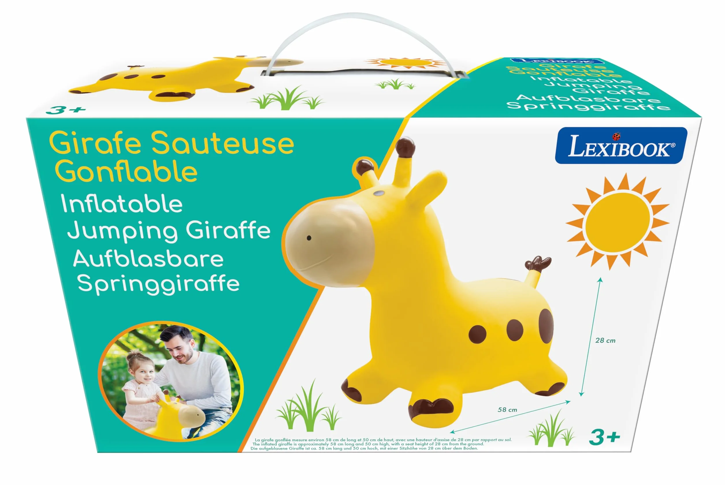 LEXIBOOK Inflable Jirafa Saltarina Amarillo Juego de Rebote Interior Exterior Plástico Seguro Resistente
