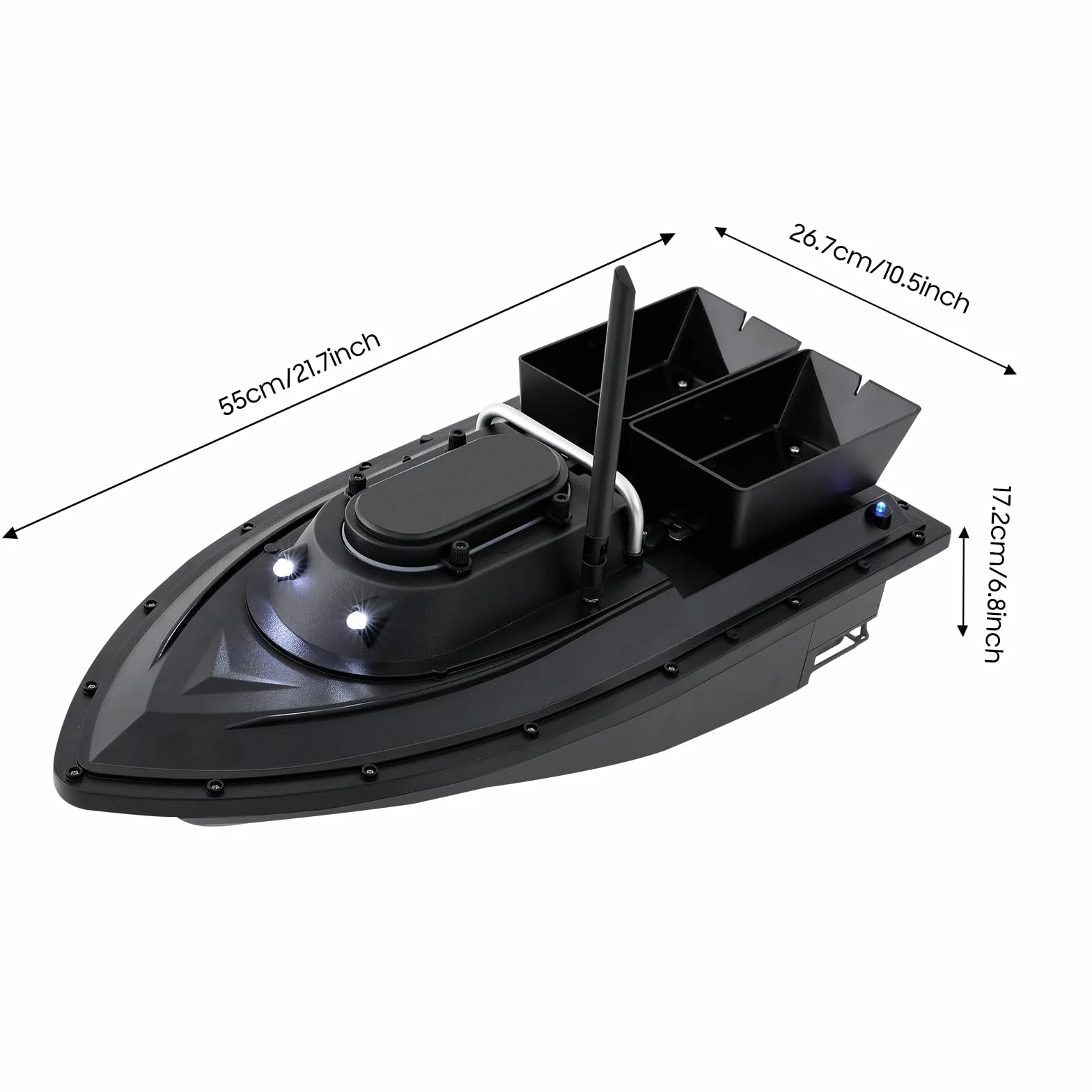 Barco de cebo RC con 2 Hoppers 5200mAh 300M barco arrancador remoto