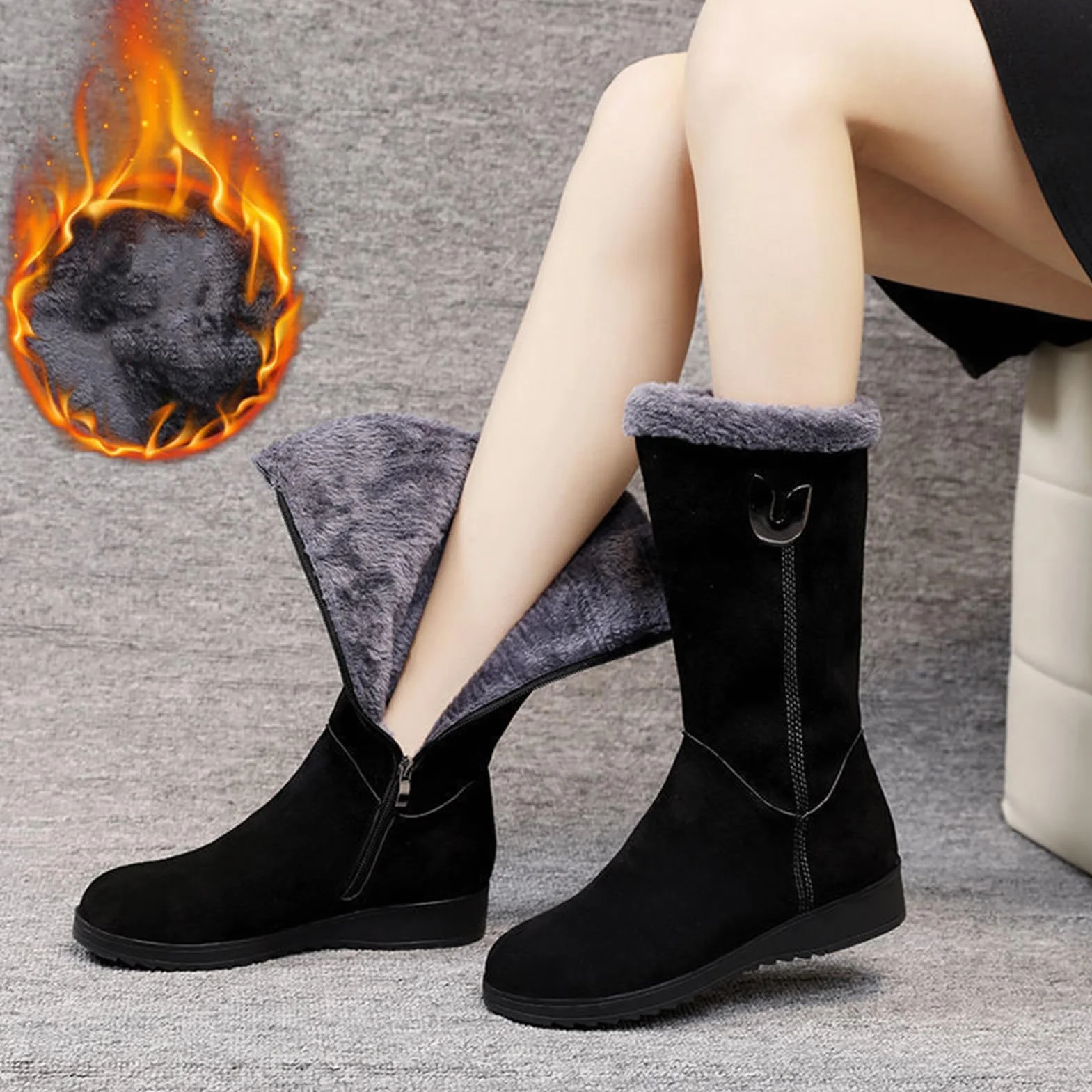 Generisch Botas de nieve impermeables cálidas aisladas antideslizantes para mujer invierno
