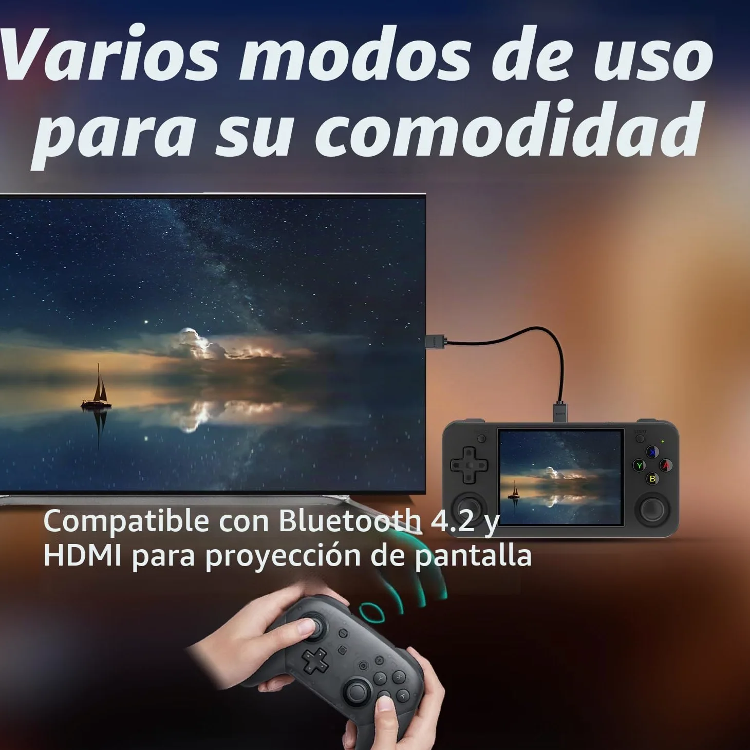 Anbernic RG35XX H - Consola de juegos de mano retro, pantalla IPS OCA de 3.5 pulgadas, sistema Linux, juegos clásicos precargados de 64 GB, WiFi Bluetooth, salida HDMI, ideal para viajes, viajes