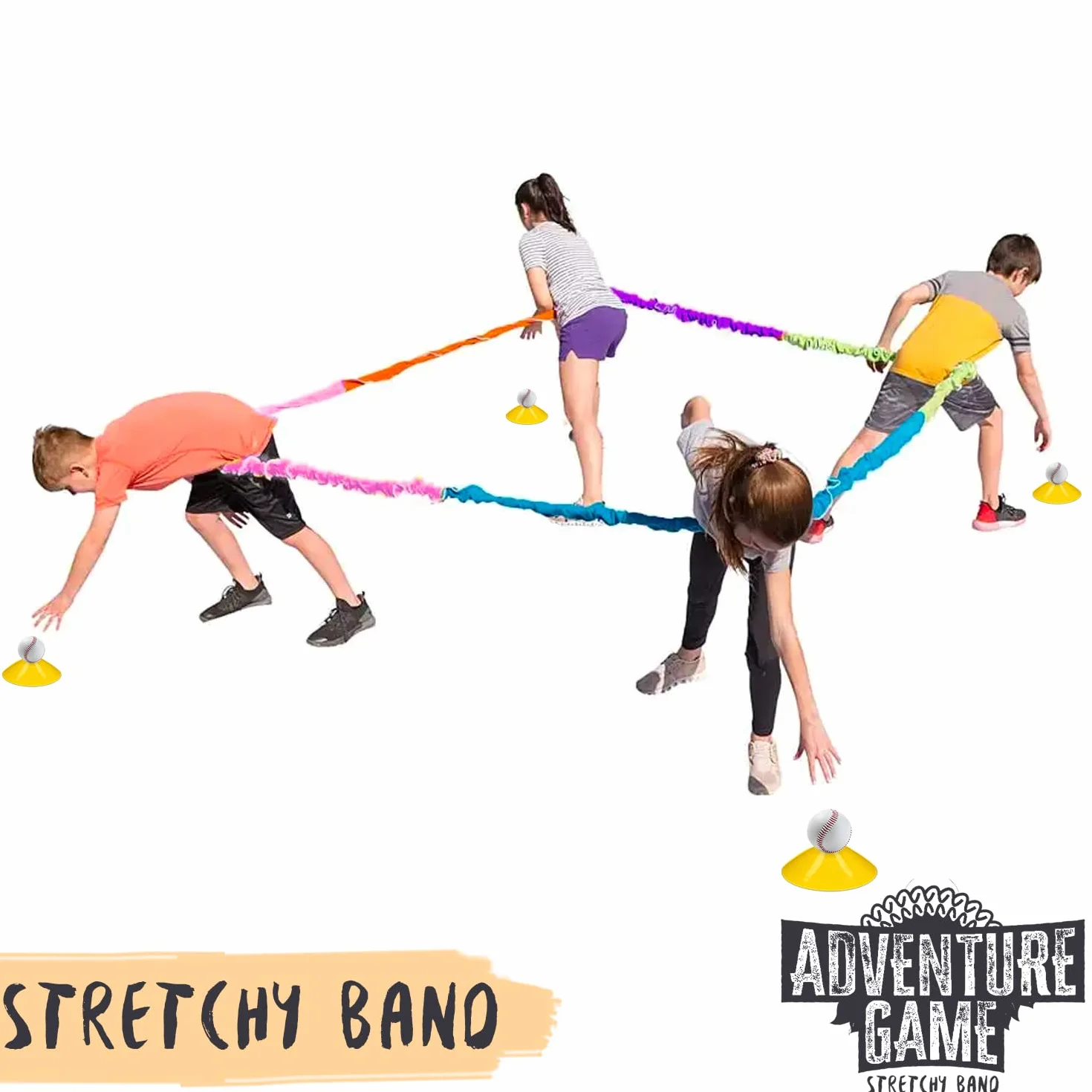 Stretchy Band® | Team Building | Juego de bandas elásticas | Tirar | Cooperación | Coordinación | Tirar de la cuerda | Al aire libre | Compartir | Equipos | Competición | Desafío | 100% diversión