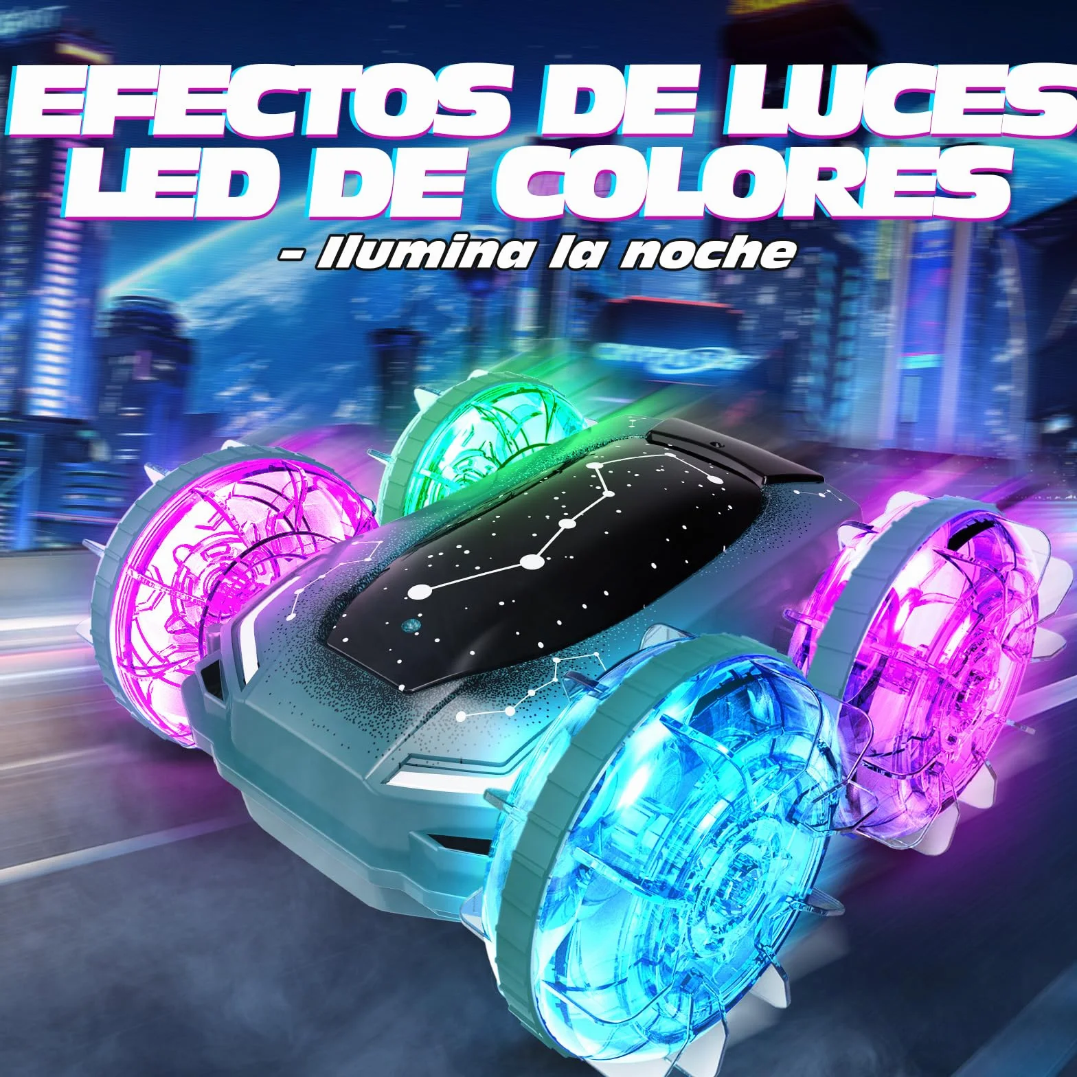Tecnock Barco Anfibio teledirigido 4WD Control de Gestos Coche RC Carga magnética 60 Minutos Luces LED