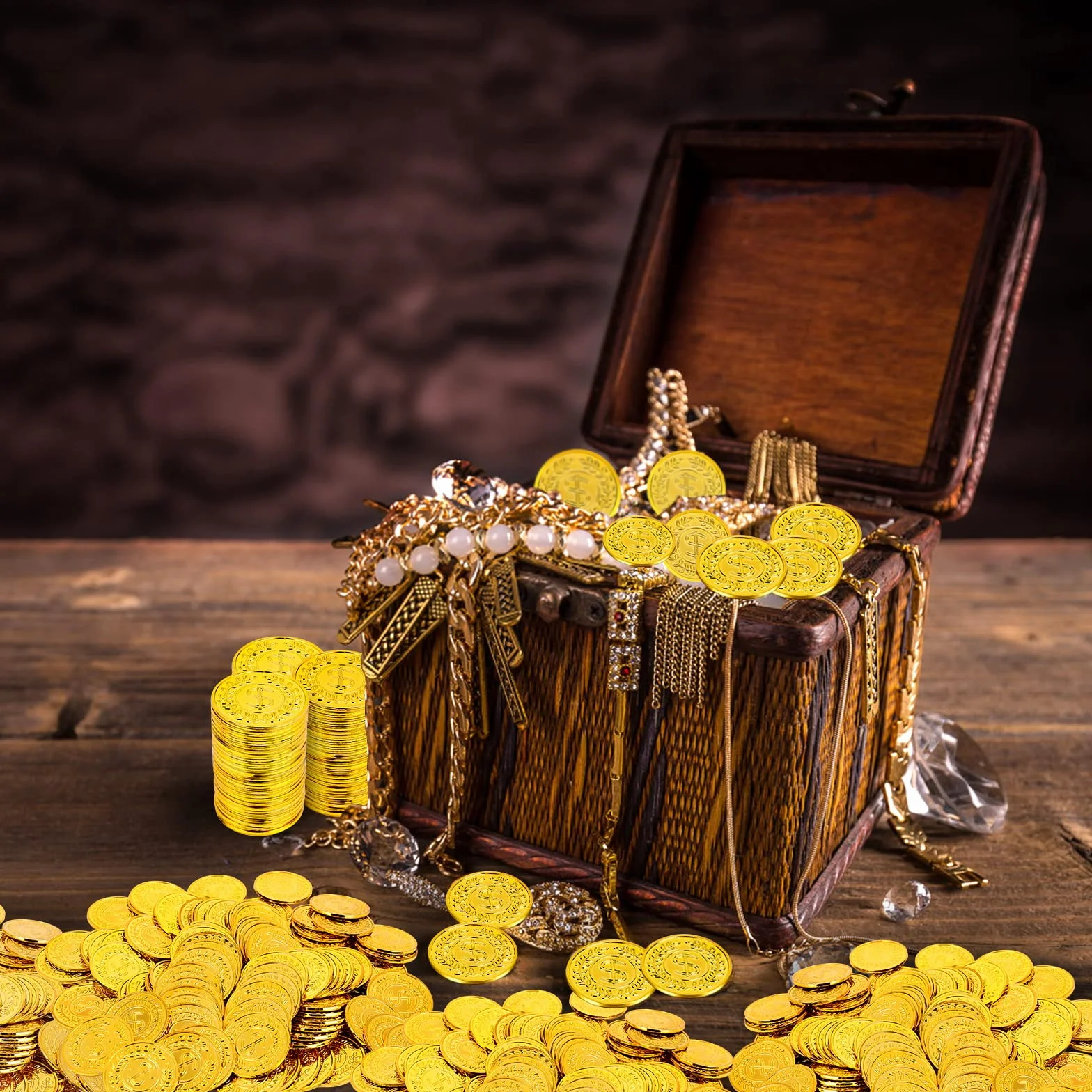 300 monedas de oro de plástico, falsas, tesoro pirata, juego, recuerdos de fiesta, profesores, recompensa en el aula