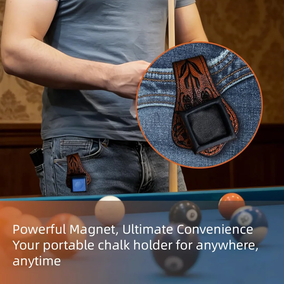 KONLLEN Cuero grabado tiza titular bolsa vegetal billar Cue Snooker accesorios