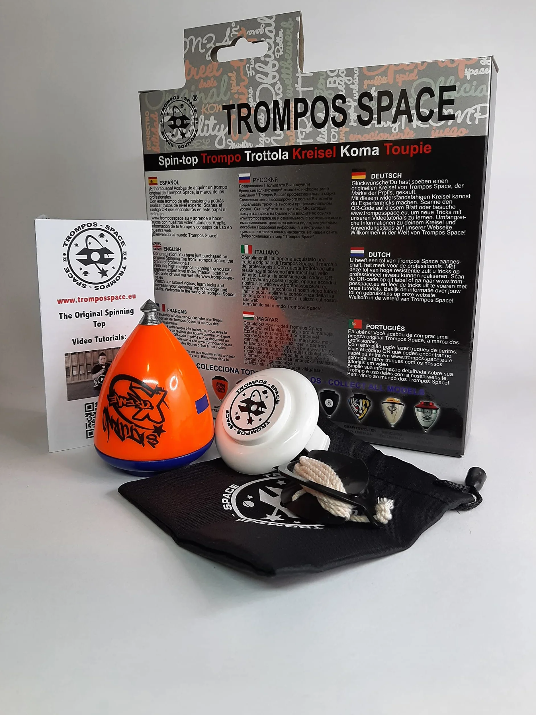 Trompo Saturno Xtreme Peonza Iniciación Punta Fija Acero Doble Grosor Pared Naranja