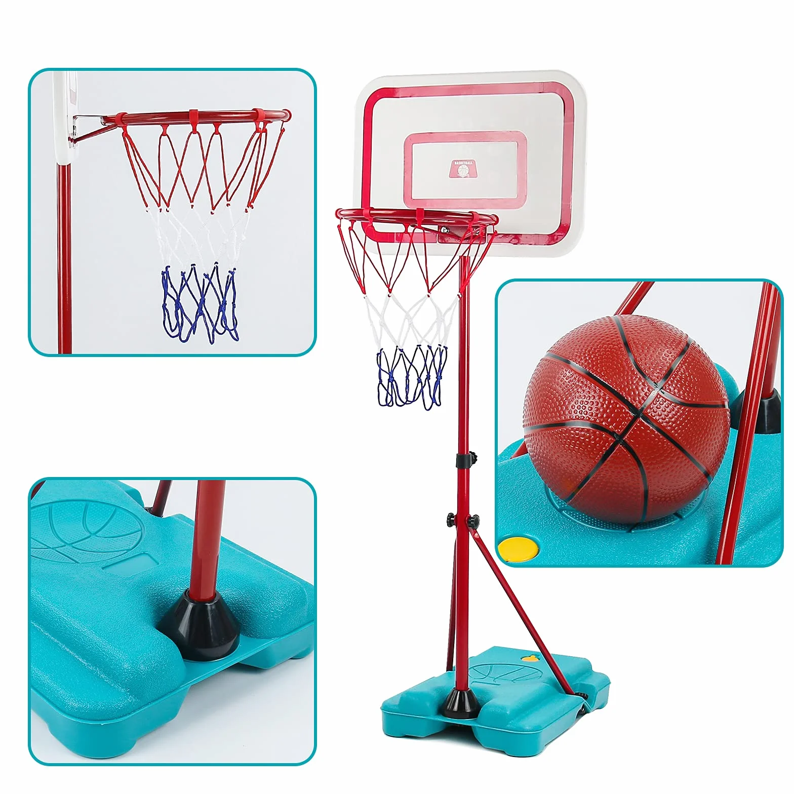 TONZE Canastas Baloncesto Infantiles Exterior Interior Altura Ajustable Balon Baloncesto Regalos Cumpleaños Infantil Regalos para Niños Juguetes Niños 3 4 5 6 Años,88cm a 190cm