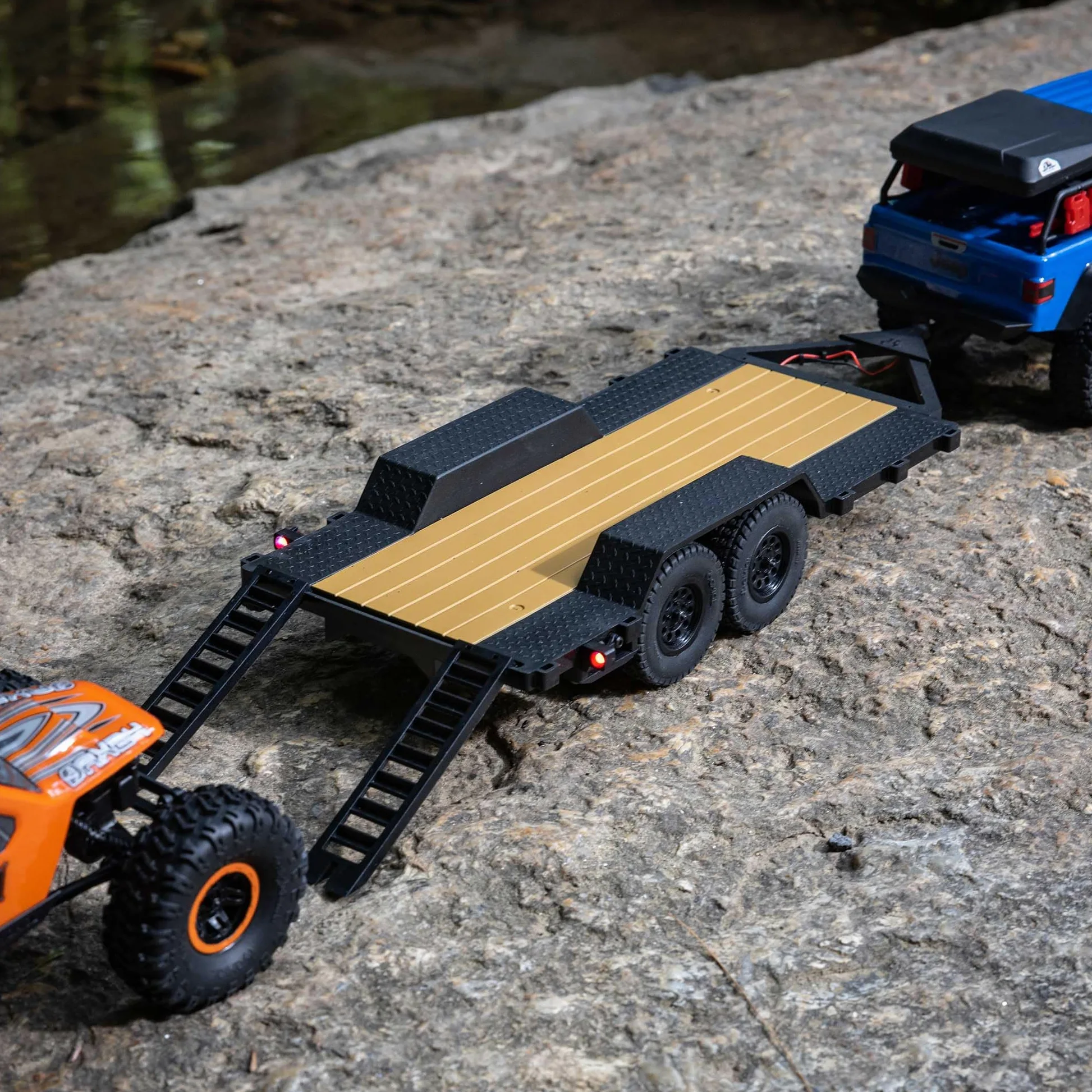 AXIAL SCX24 Remolque de vehículo de Cama Plana con Luces traseras LED: 1/24, AXI0009