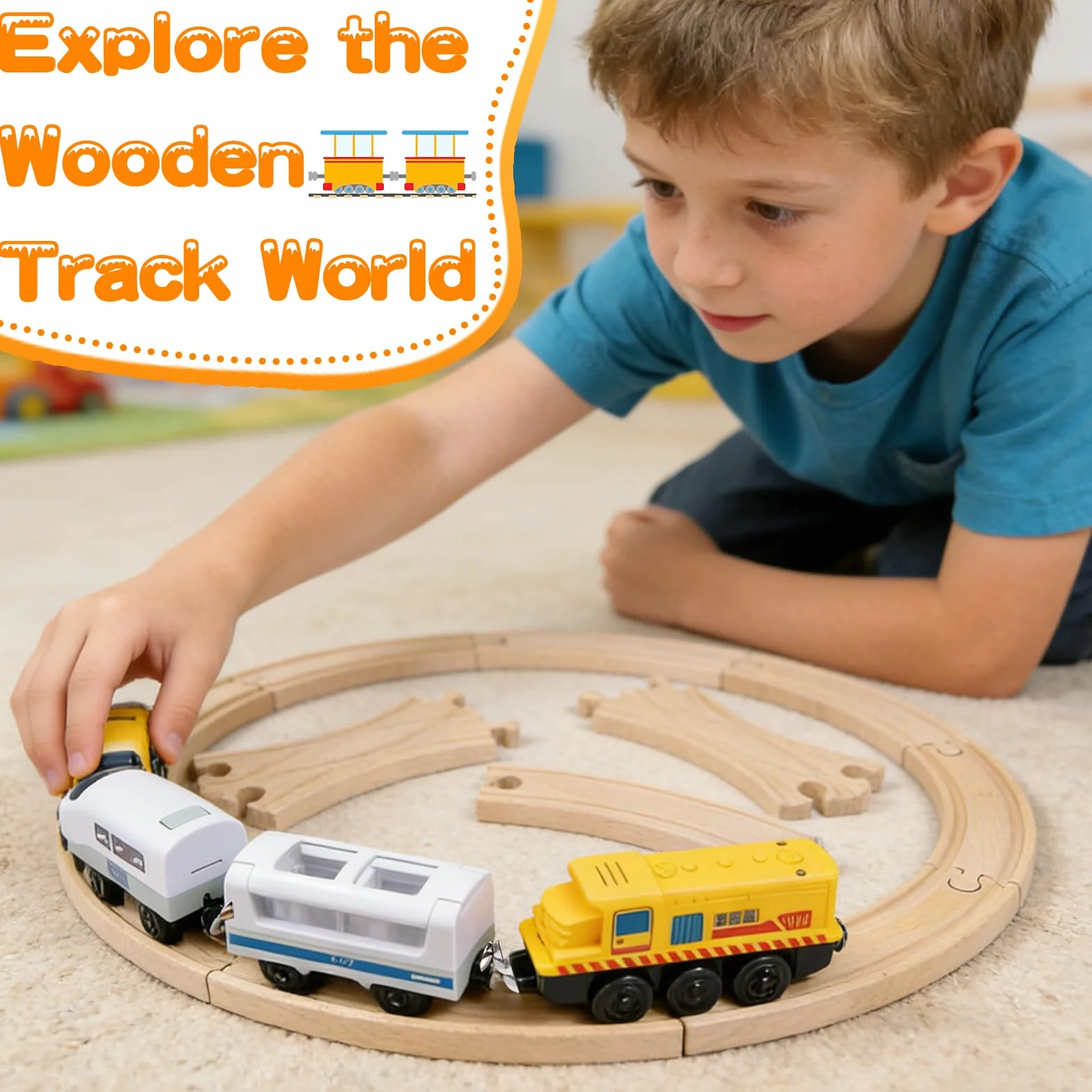 Juego de rieles de madera, compatible con todos los accesorios de tren de madera y rieles de madera, resistente y duradero, juego de ampliación para maquetas, juego creativo para niños a partir de 3