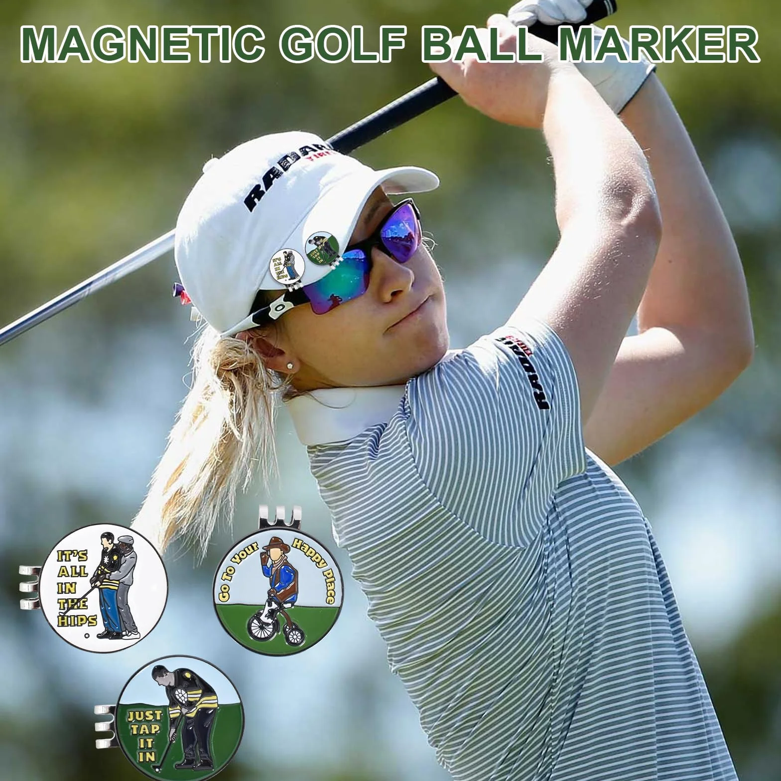 Marcador de Pelotas de Golf con Clip de Sombrero Magnético, Clip para Sombrero de Golf con Marcador de Bola Magnético, Marcador de Golf Metal Clip Magnético