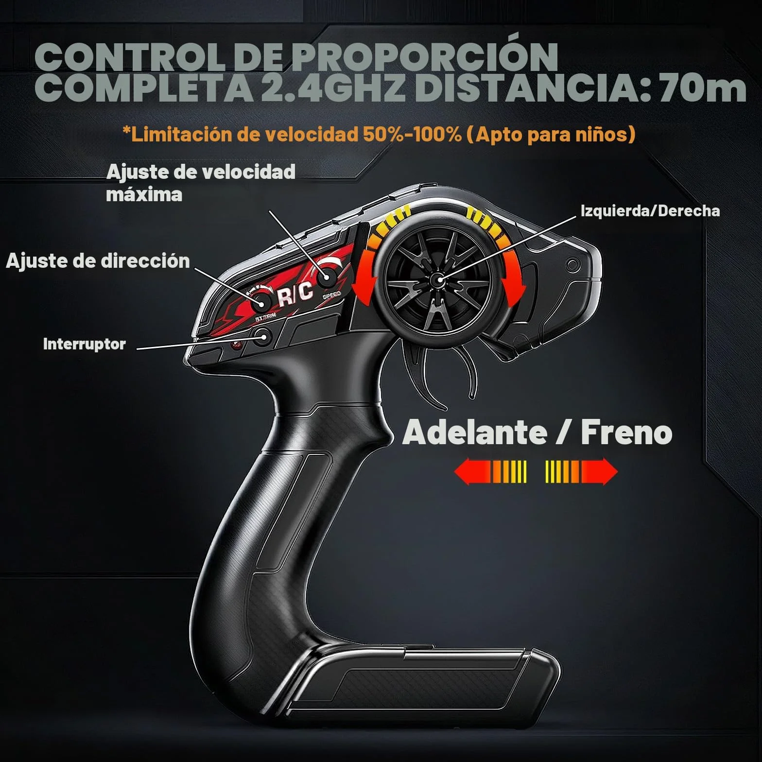 Coche radiocontrol 4x4 Todoterreno 1:18, Coche teledirigido RC 2.4GHz proporcional, 2 baterías 7,4V 1300mAh, transmisión metálica, para Mayores de 8 años y Adultos Principiantes