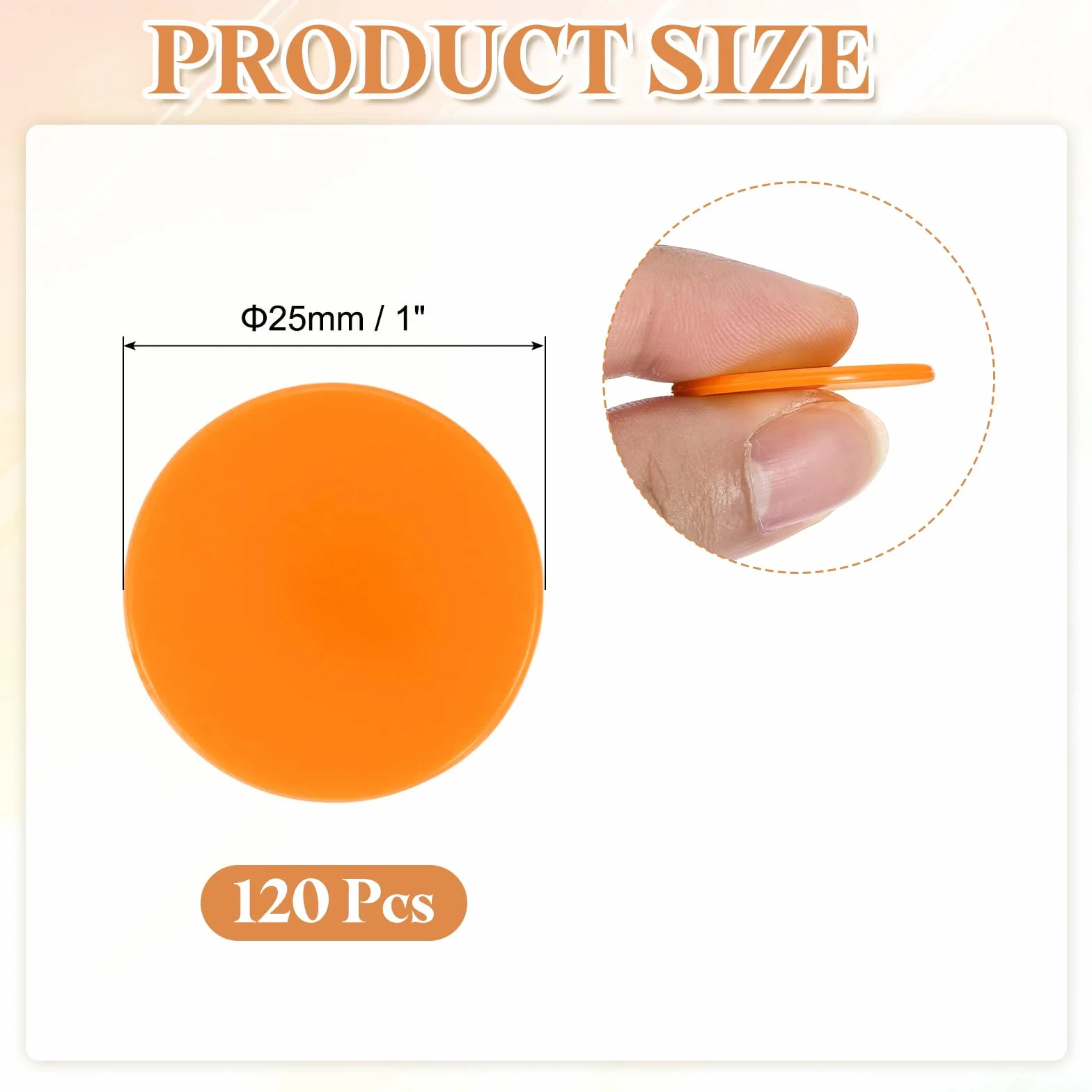 QUARKZMAN 120Pcs Fichas De Póker De 1 Pulgada, Fichas De Bingo De Plástico Contadores De Aprendizaje Discos De Conteo Marcadores Fichas De Juego Opacas, Naranja, Planas