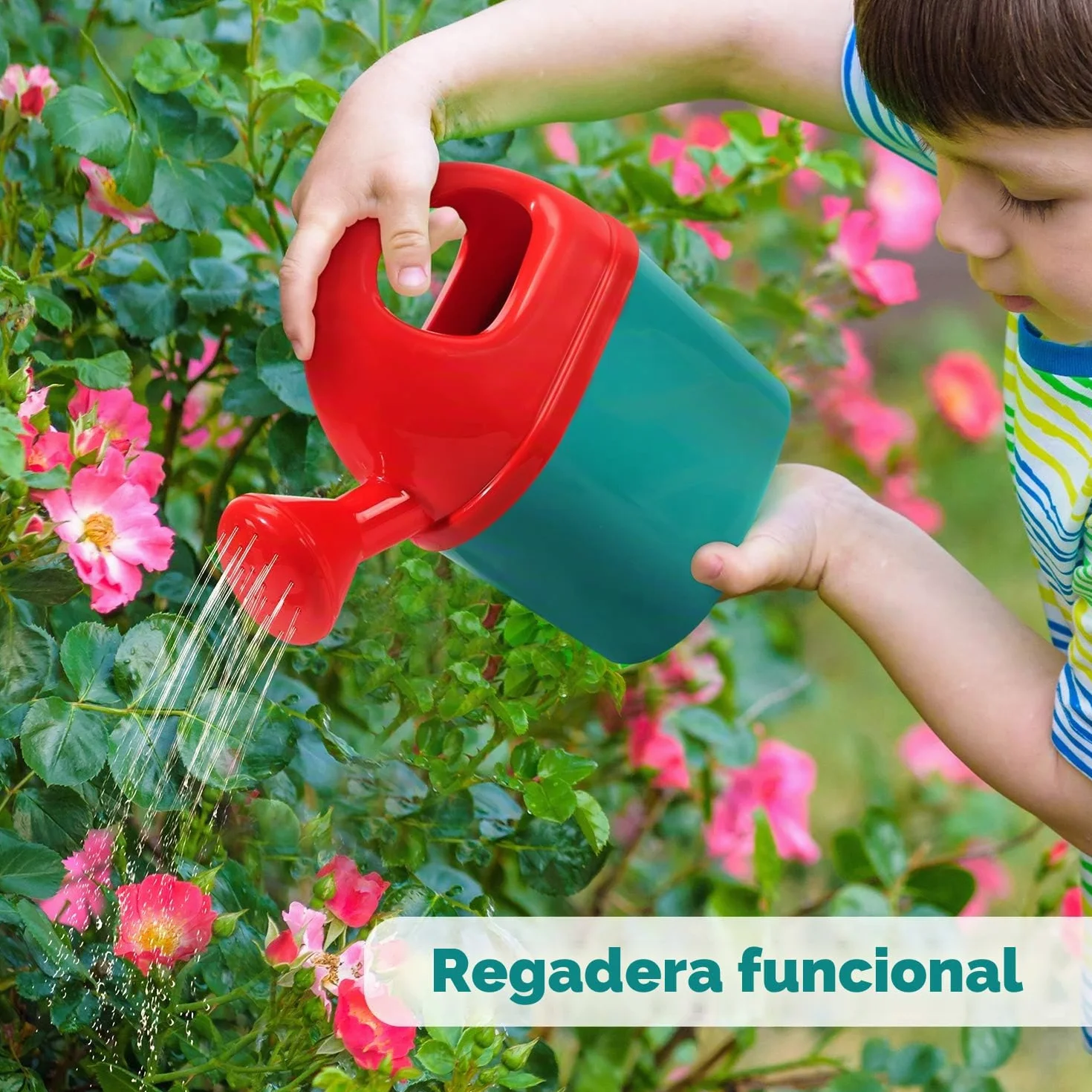 CUTE STONE - Carretilla infantil para niños, juego de herramientas para jardinería, juguetes de jardín con carretilla, guantes, rastrillo de mano, pala, doble azada, juguetes para interior y exterior