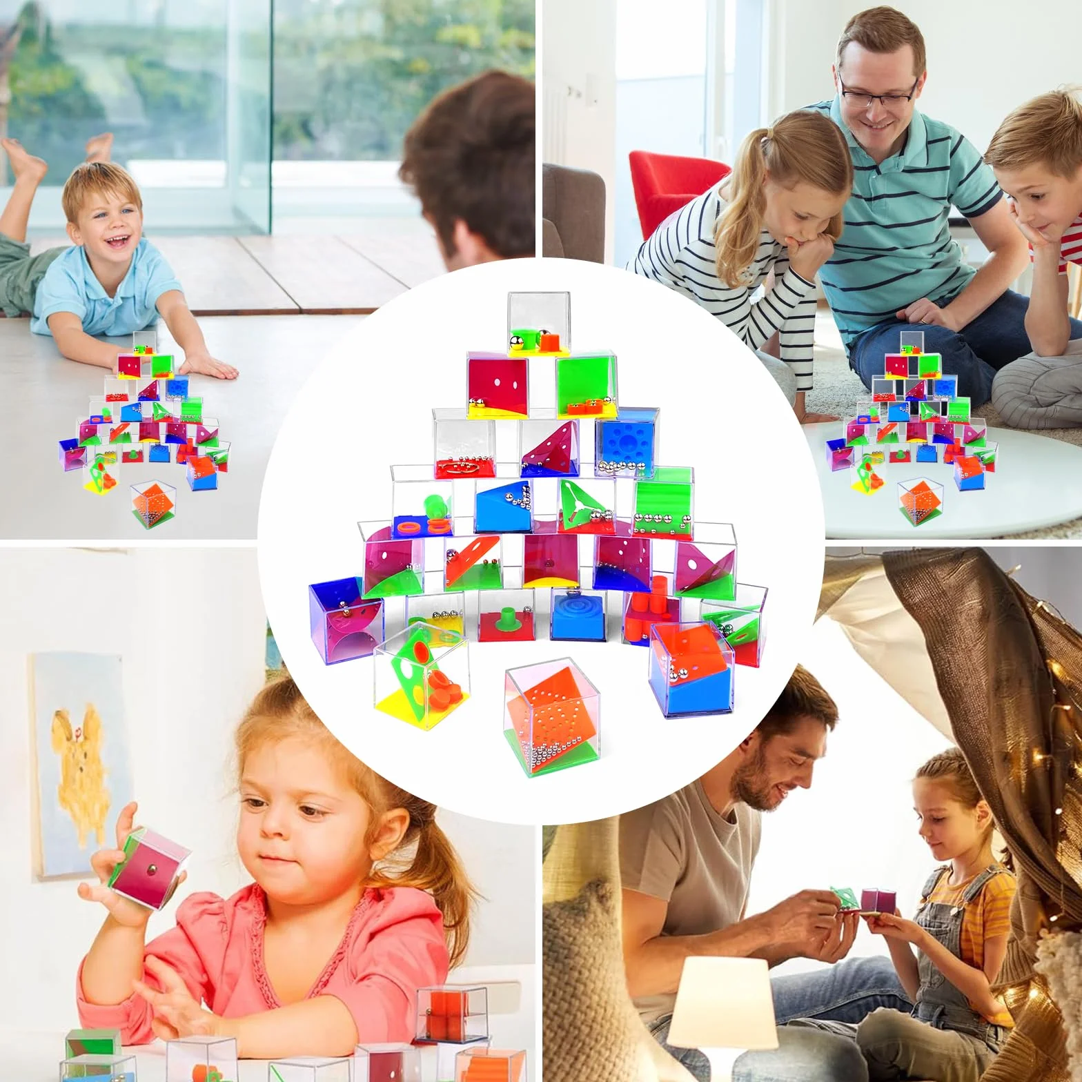 Newpop 24 Piezas Rompecabezas, Mini Puzzle, Regalos para Invitados Cumpleaños, Mini Juegos de Paciencia, Juego de Habilidad Niños Bola, Cubos Rompecabezas