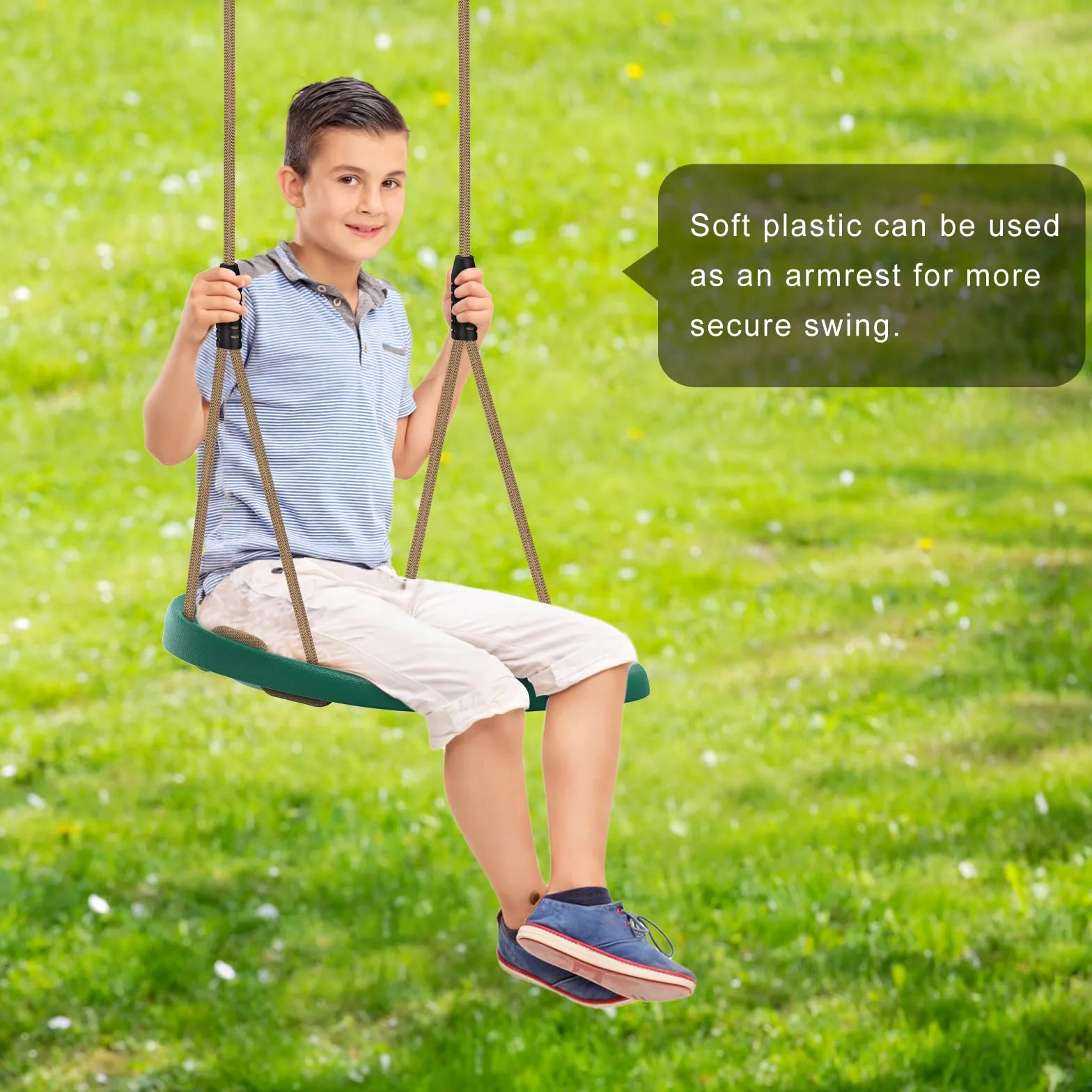 SELEWARE Asiento de columpio de plástico, reemplazo de columpio de árbol antideslizante con cuerda ajustable y 2 mosquetones, juego de columpio de patio de recreo resistente para adultos y niños, para