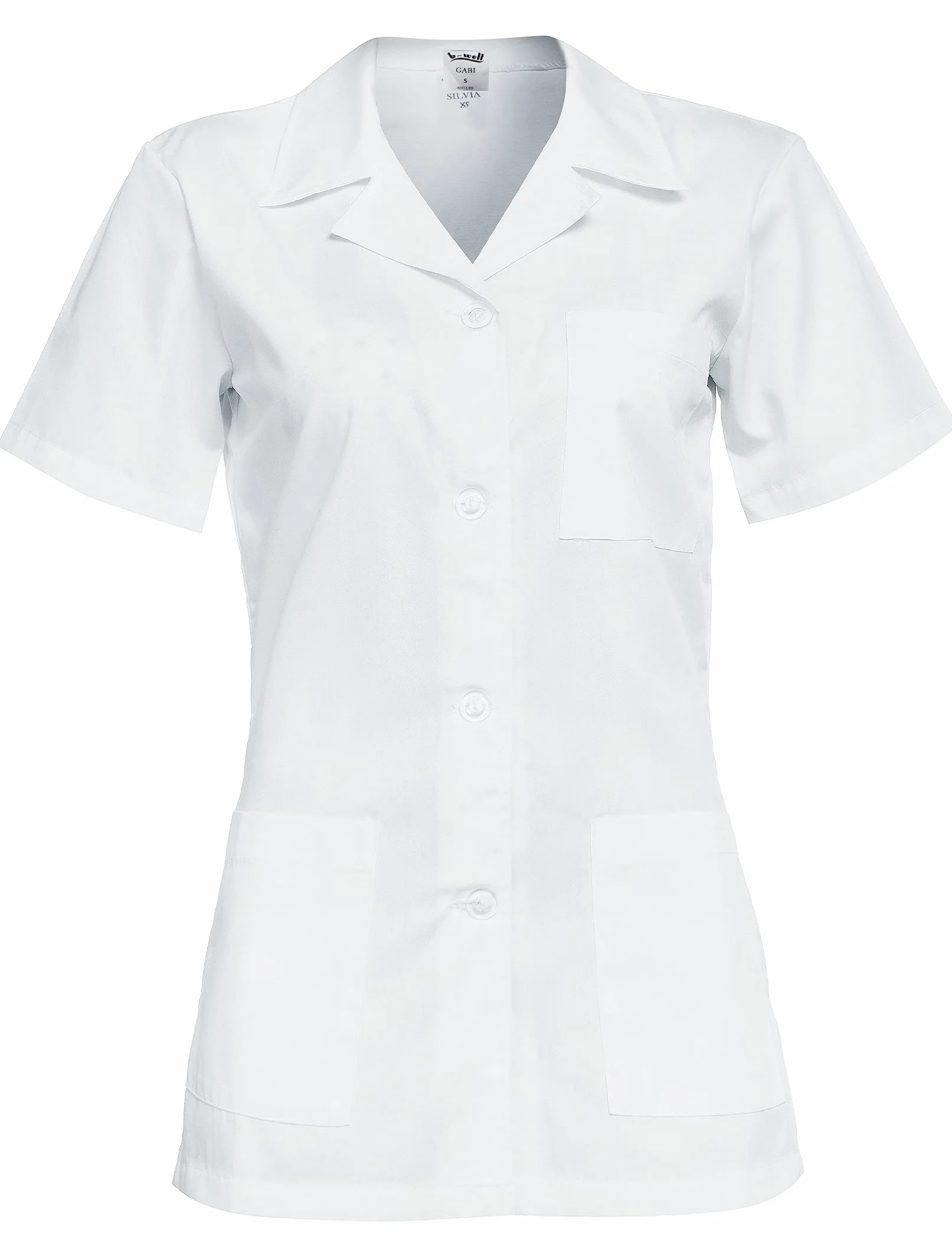 B-well Gabi Uniforme de Empleada Hogar Casaca con Botones para Enfermera Limpieza Mujer Manga Corta Cuello Solapa