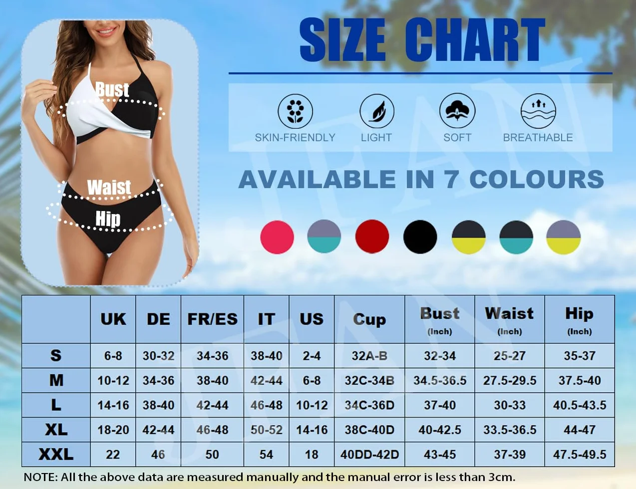 JFAN Bikini Elegante Traje de Baño Conjunto Bañador Halter Sexy Sólido para Mujer Talla Grande