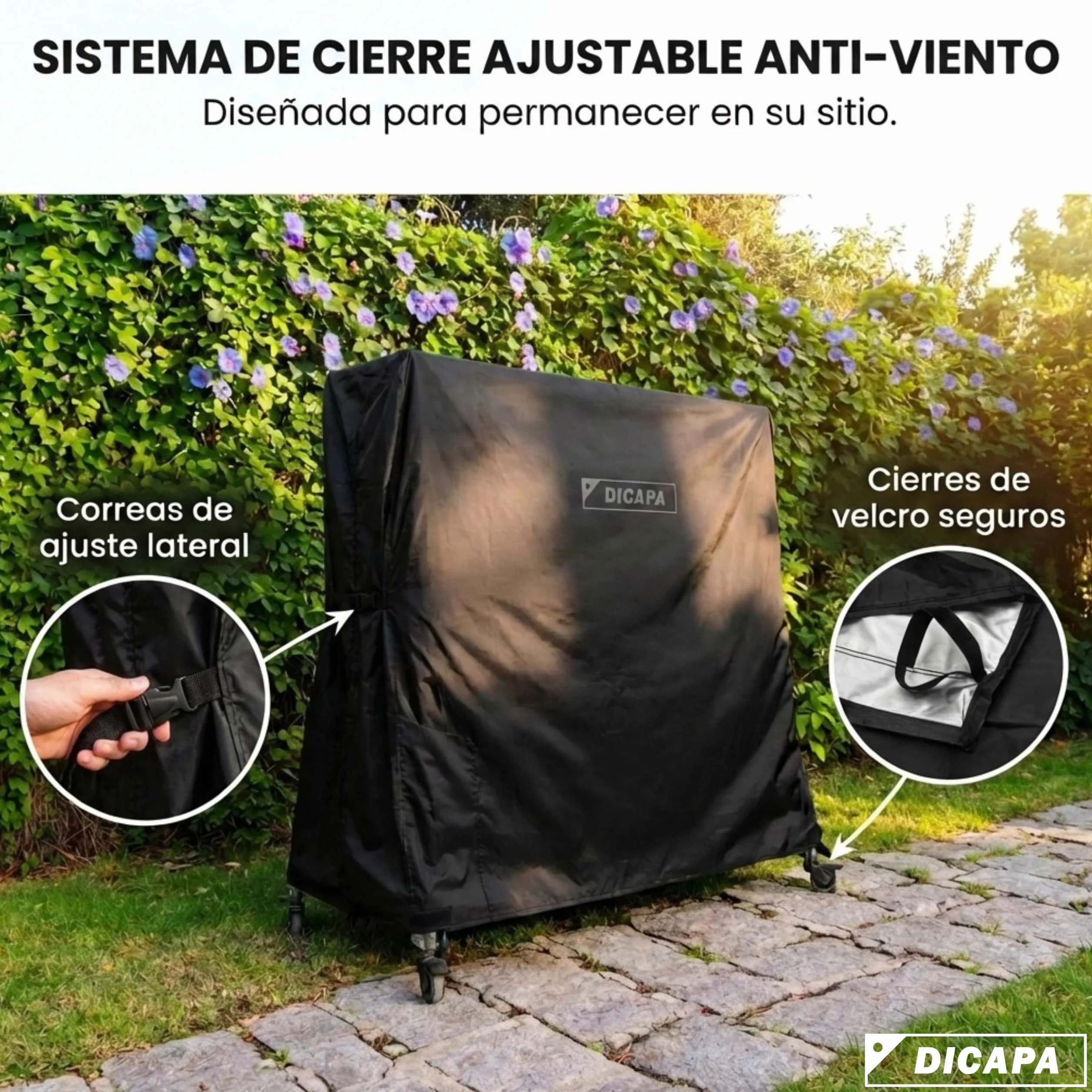 DICAPA Funda Mesa Ping Pong Exterior 165x70x165 cm Impermeable Resistente (Negro)
