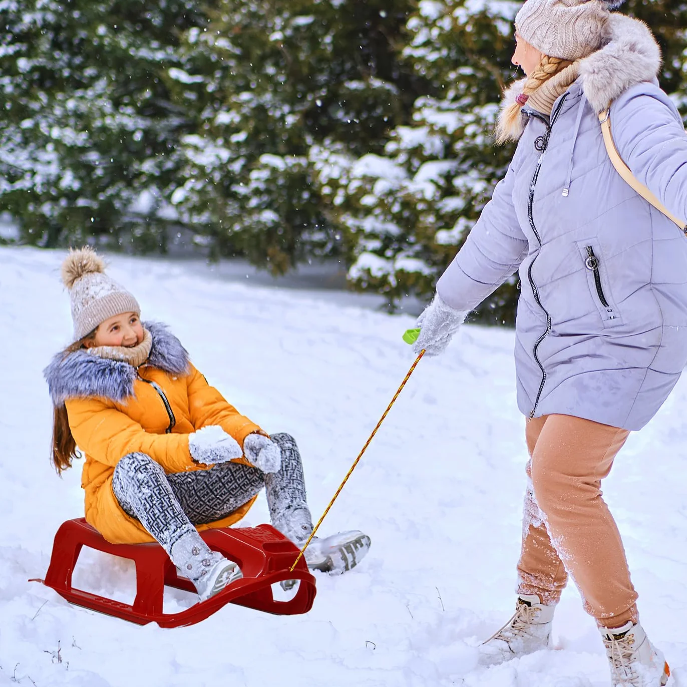 Jamara 460366 - Snow Play Trineo con Respaldo Snow-Star 90 cm Rojo – Protección contra vuelcos, Ligero