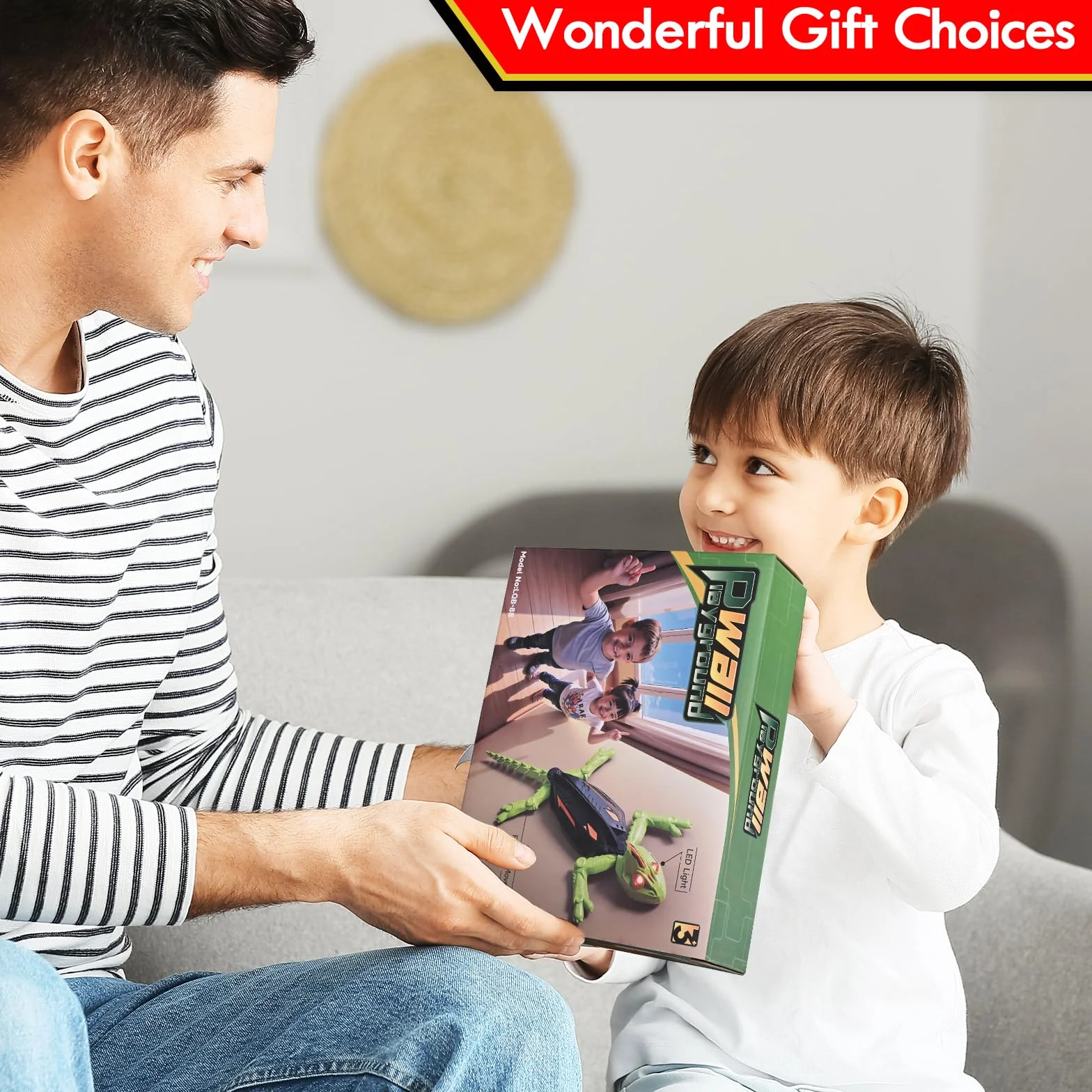 Euakee Recargable Camaleón Teledirigido, Lagarto Teledirigido con Ojos Led Luminosos, Lagarto Trepador de Paredes, JRegalos de Cumpleaños para Niños Niñas 3 4 5 6 7 8+ Años (B