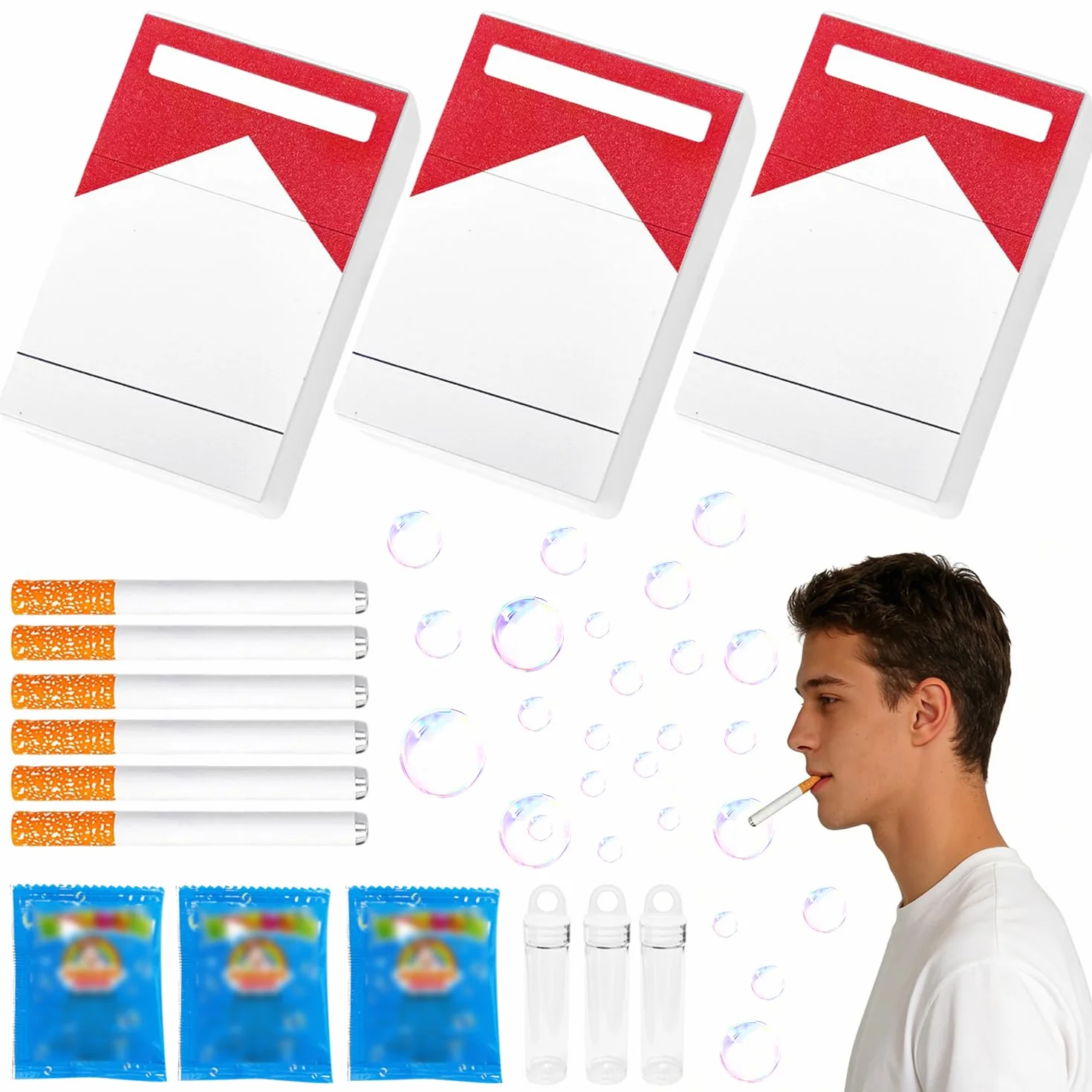 Mini soplador de Burbujas, 6 Piezas Pistola Pompas de Jabon, Varitas de Burbujas, Máquina de Burbujas Falsa, Mini pompas de jabón, Máquinas de Burbujas para Mujeres y Hombres, Palos de Burbujas