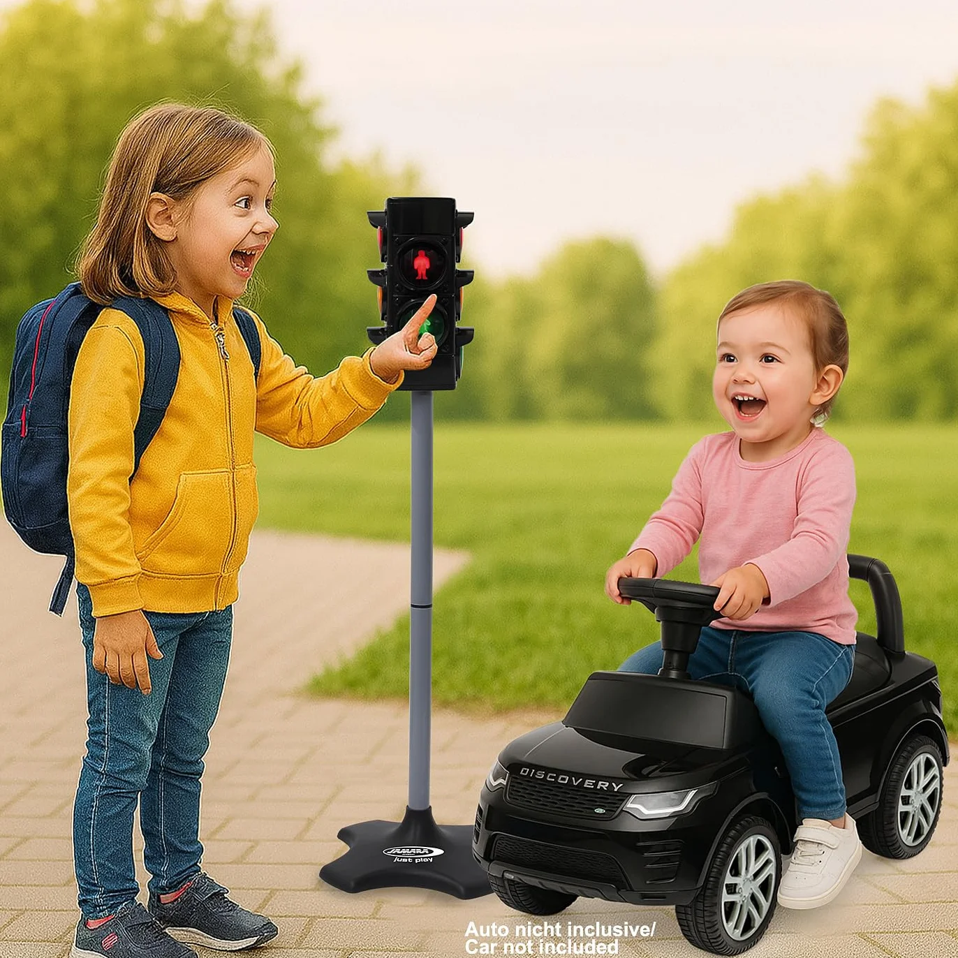 Jamara 460256 - Semáforo Grand - Semáforo con función de iluminación Realista, Fases automáticas o manuales