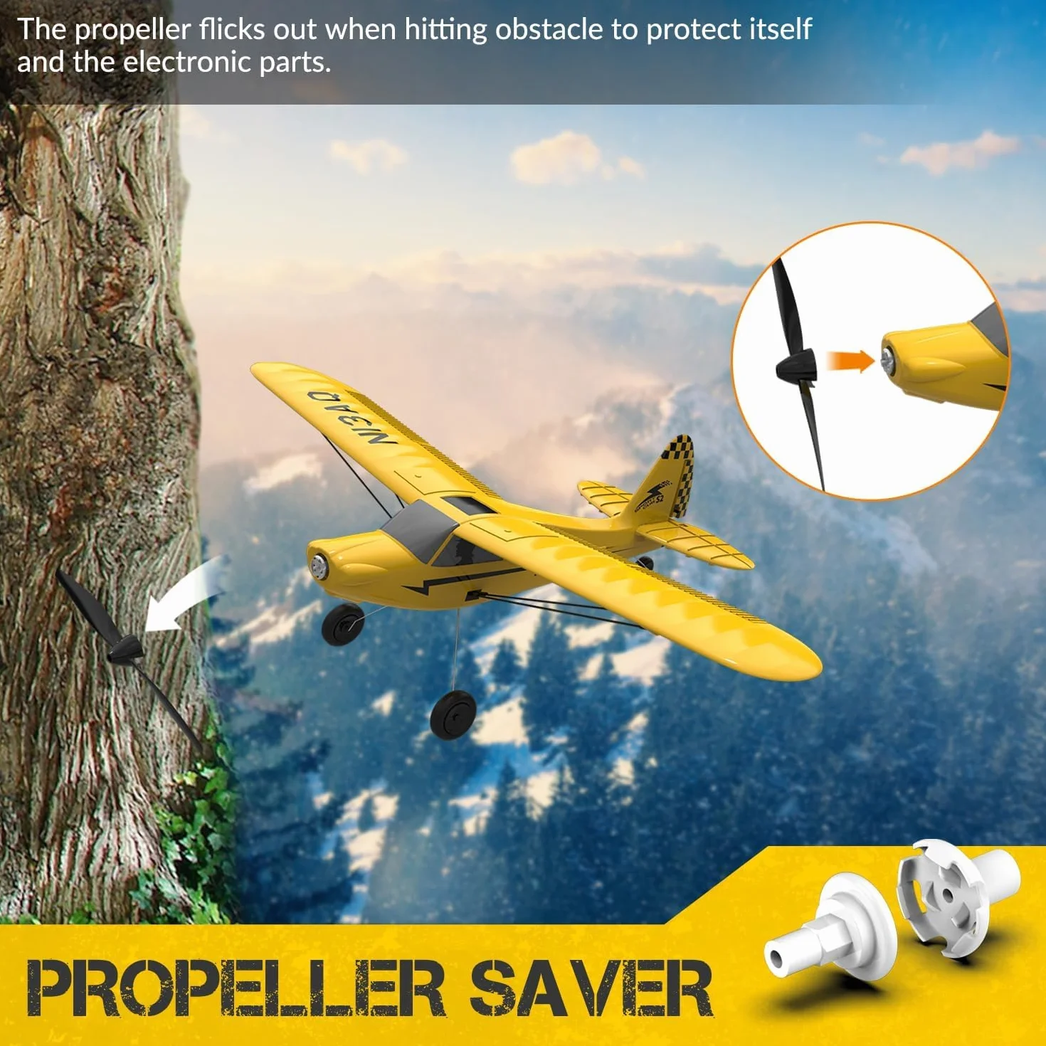 volantexrc Sport Cub S2 - Avión RC de 3 Canales con Estabilizador Giroscópico de 6 Ejes, Sistema 2.4 GHz, RTF con 2 Baterías, Ideal para Adultos, Niños y Principiantes