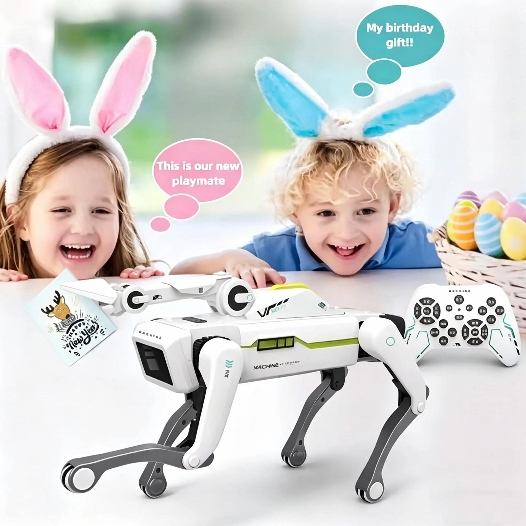 X-Verse 8008 RC robot perro, habla e interactúa con clip de manga larga, programable danza música robot, regalos para cumpleaños y Navidad