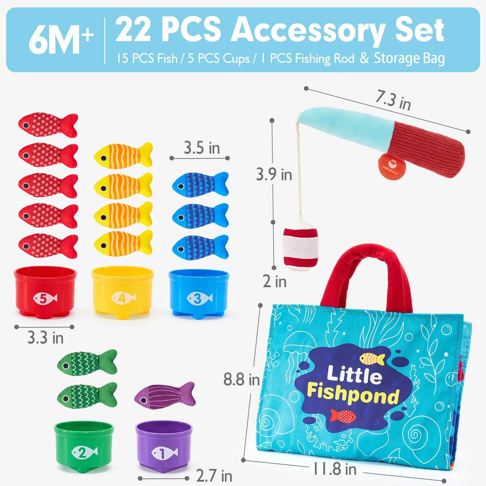 hahaland Juguetes Niños 1 año Montessori - Juego Pesca de Tela Juguetes Montessori Educativos Niños 1 2 3 años - Original Regalo Bebe 1 año Niño Niña
