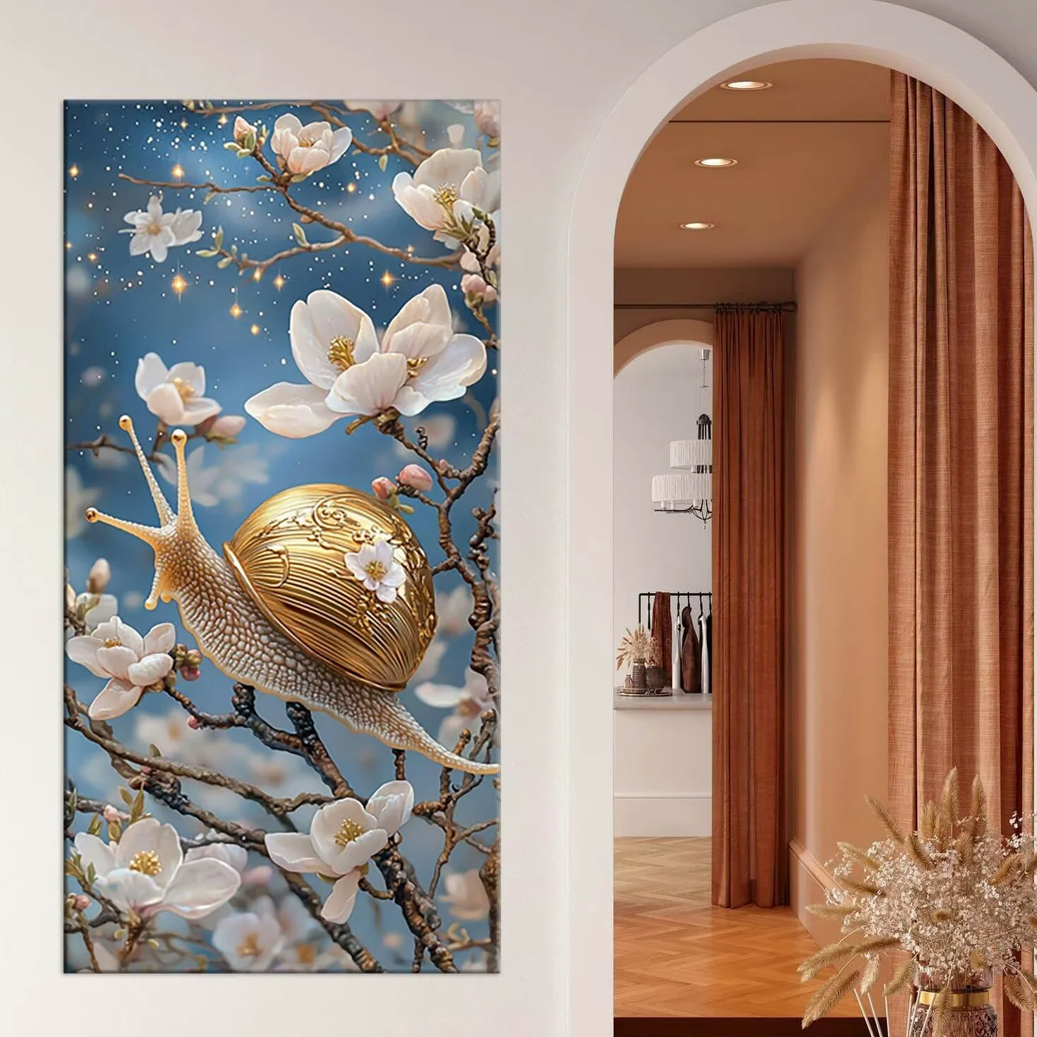 Pintar por Numeros Adultos Magnolia y caracol, Cuadros para Pintar por Numeros, Kit de Pintura al Oleo de Lienzo DIY para con Pinceles, Pigmento Acrílico, Decor para el Hogar 90x180cm Sin Marco z-859