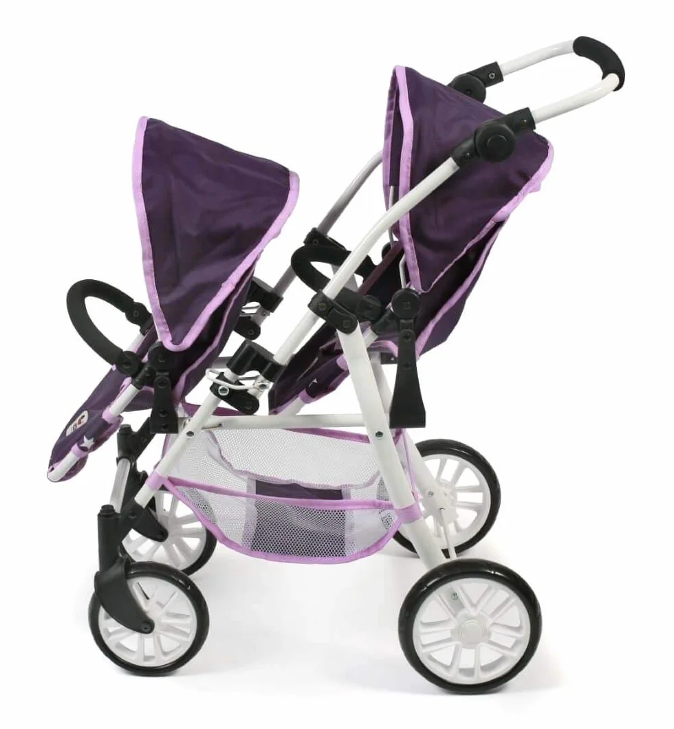 Tandembuggy Twinny Cochecito doble para muñecas morado