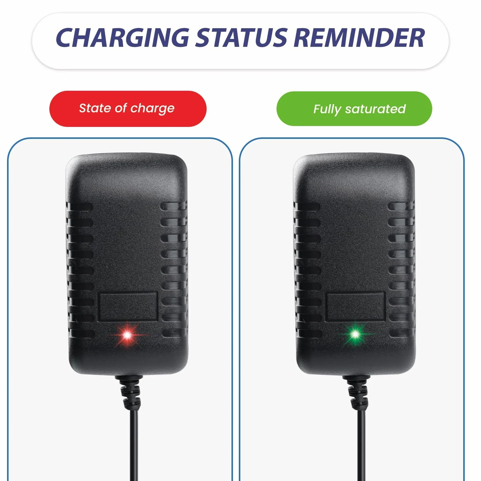 Cargador 6V 800mA para Coche Eléctrico, Adaptador Universal con Indicador LED, Compatible con Moto, Quad 6 Voltios, Conector 5.5mm x 2.1mm (Negro)