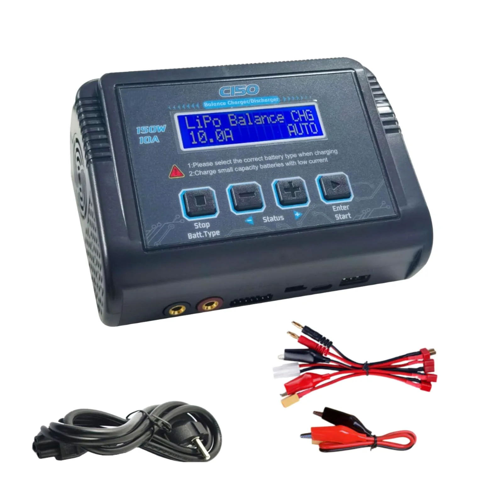Cargador/descargador Inteligente de baterías de Litio C150 de 150 W y 10 A, Cargador RC para baterías LiPo, Li-Ion, Life, LiHV, NiMH, NiCd y PB, con Control por Pantalla LCD, múltiples interfaces