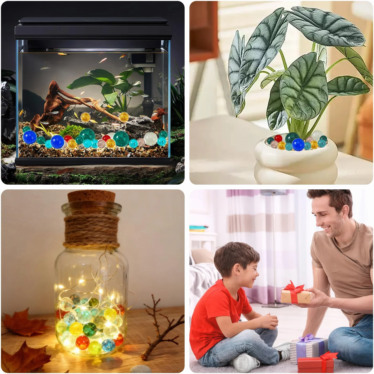 20 Canicas de Cristal, 16 mm/25 mm/30 mm, Brillan en la Oscuridad, Bolsa de Cordon, Juegos de Canicas, Proyectos de Bricolaje para Ninos, Decoracion del Hogar, A partir de 8 Años