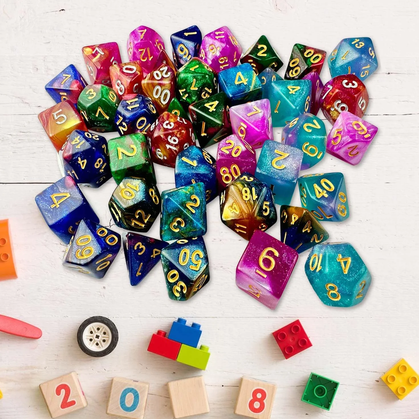 42 Piezas Dados Jdr, Poliédricos Dice, Acrílico, Reutilizable Dados de Juego, Desde Ldéal para Juegos de Compañía Juegos de Sociedad Mazmorras Dragones Juego Mágico (6 Colores)