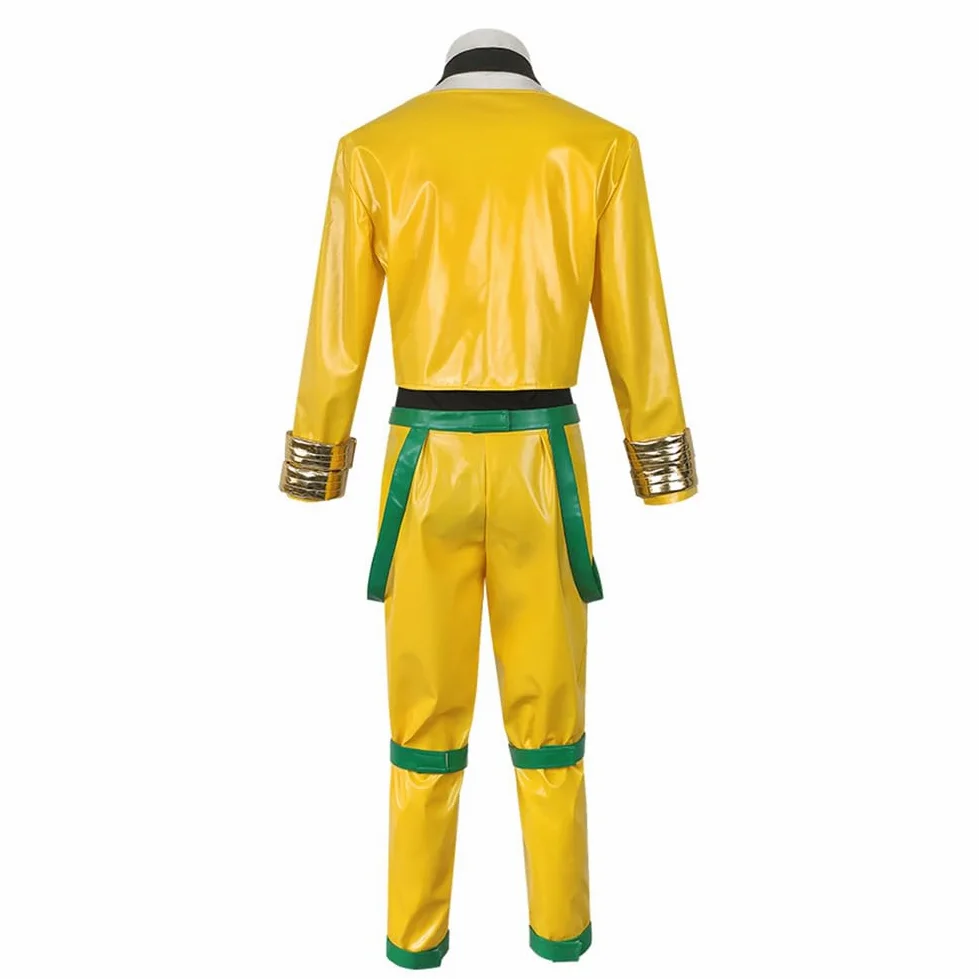 Dio Brando - Disfraz de cosplay de anime con máscara de piedra, traje de uniforme con peluca, conjunto completo de abrigo amarillo, pantalones para fiesta de Halloween