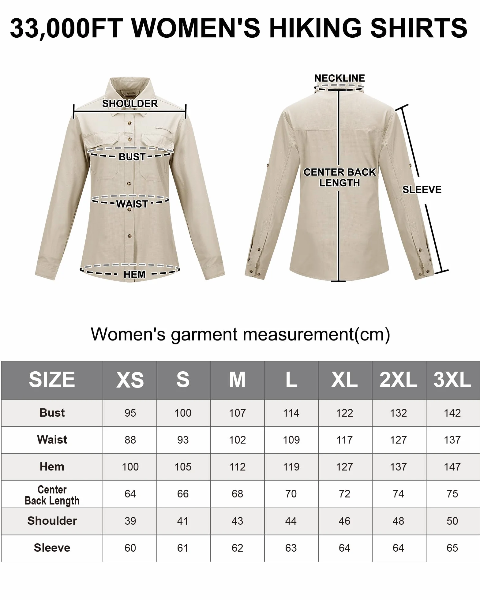 Camisa para mujer UPF50+ protección UV secado rápido manga larga senderismo