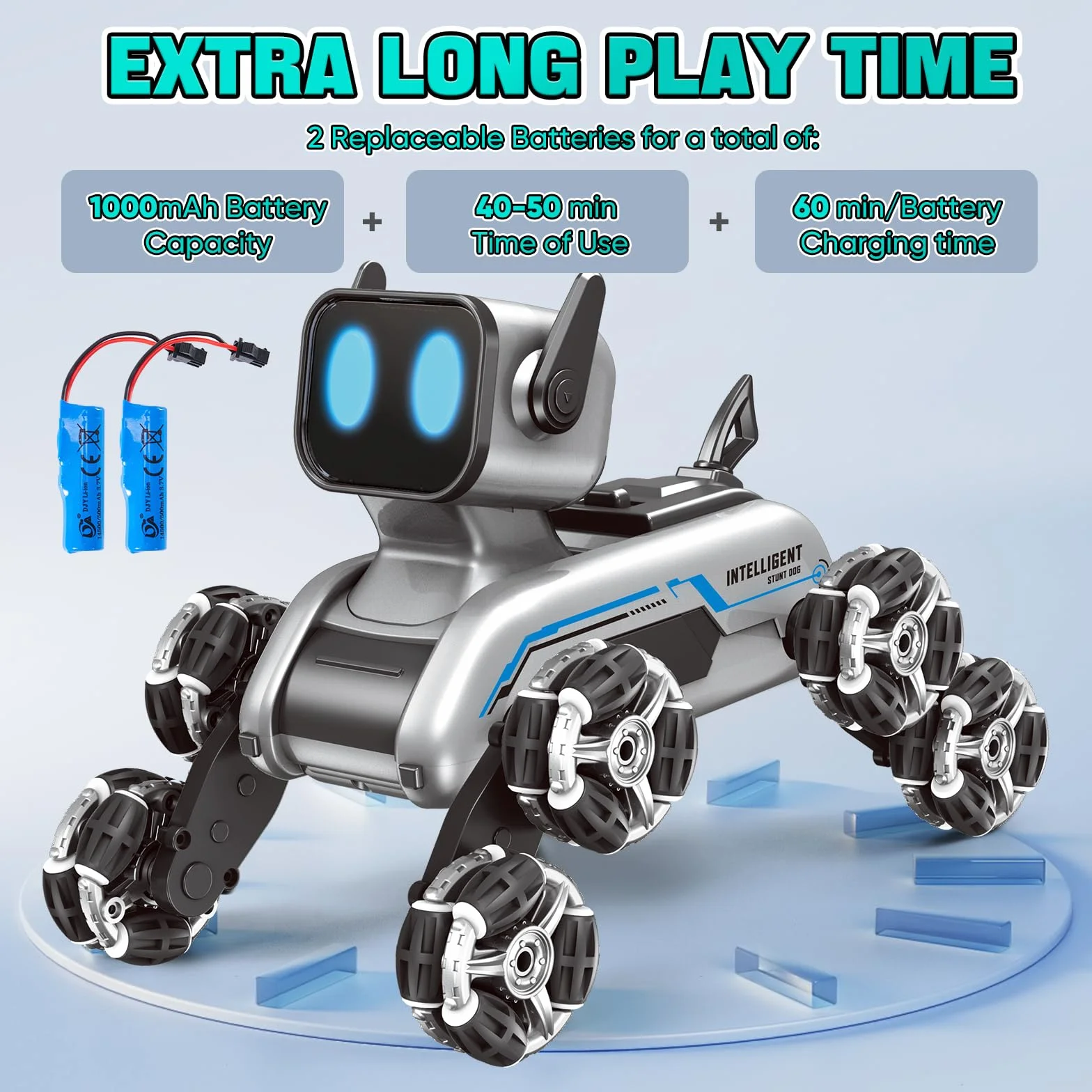 Robot Perro de Juguete con Control Remoto, Coche RC 8WD con Detección de Gestos, Música y Luces, Niños de 6 7 8 9 10 11 12 Años