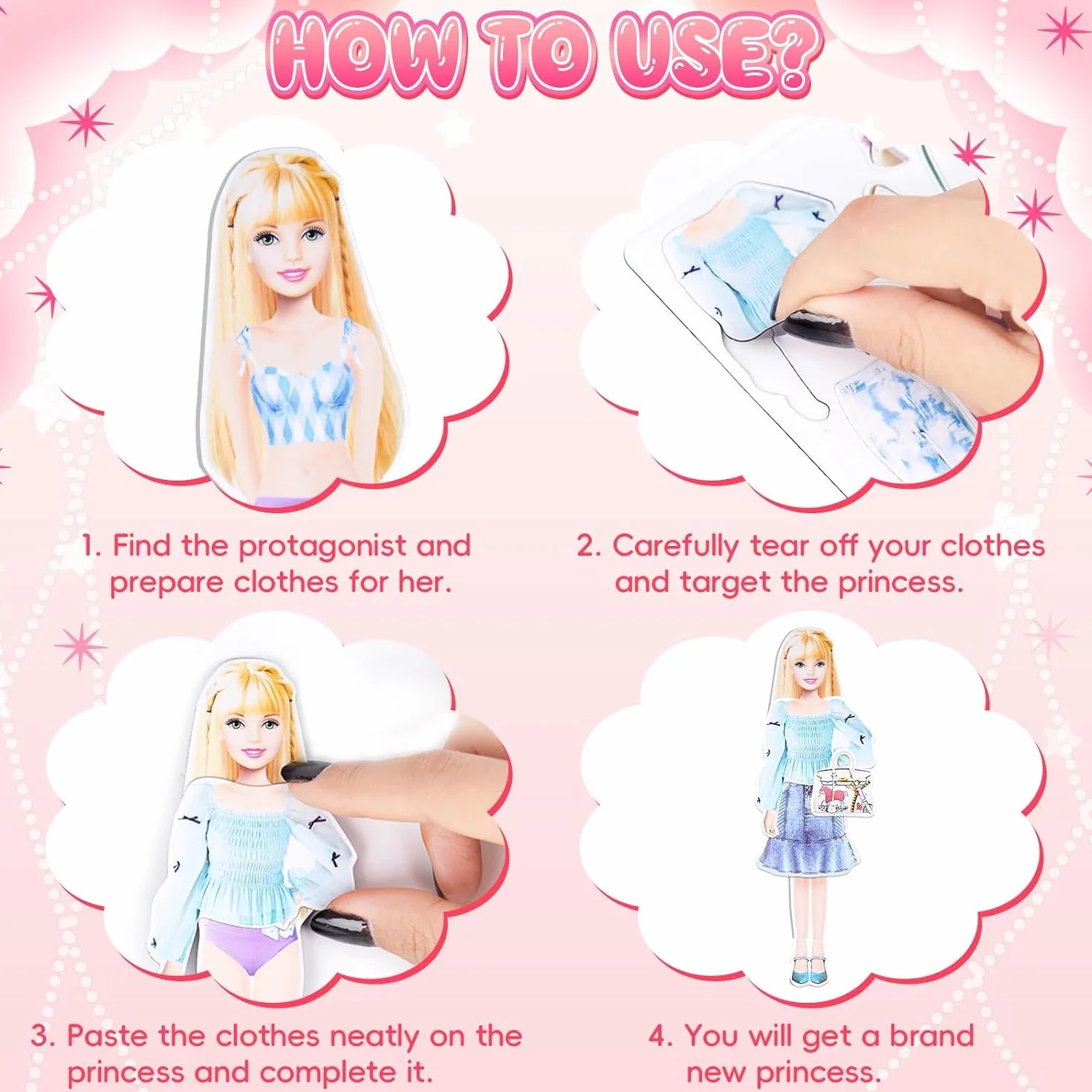 Vibbang Muñecas de Vestir Magnéticas, Muñeca de Papel de Vestir de Princesa, Juguete de Juego de Viaje de Simulación y Juego, Muñeca de Portátil para Vestir Princesas, Regalo para Niña (A)