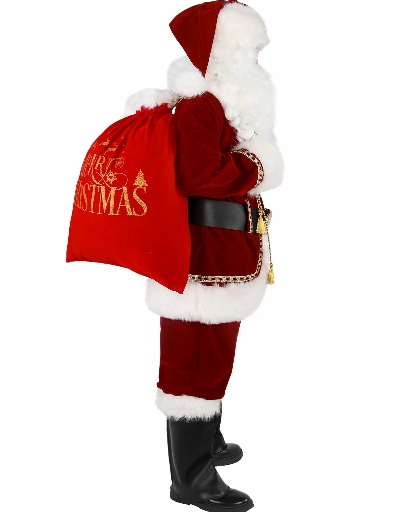 Disfraz de Santa Claus Hombres Traje Profesional y de Lujo de 11 Piezas Ropa Roja para Hombres Conjunto para Adultos Trajes de Papá Noel para Navidad